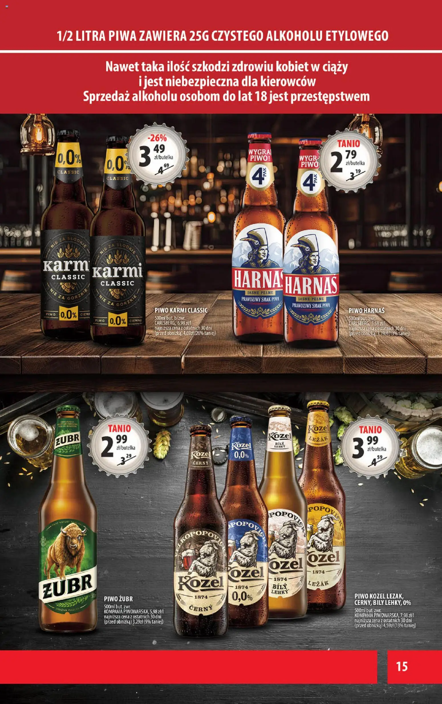 Arhelan Gazetka od 16.01.2026 | Strona: 15 | Produkty: Piwo żubr, Harnaś, Piwo, Piwo kozel