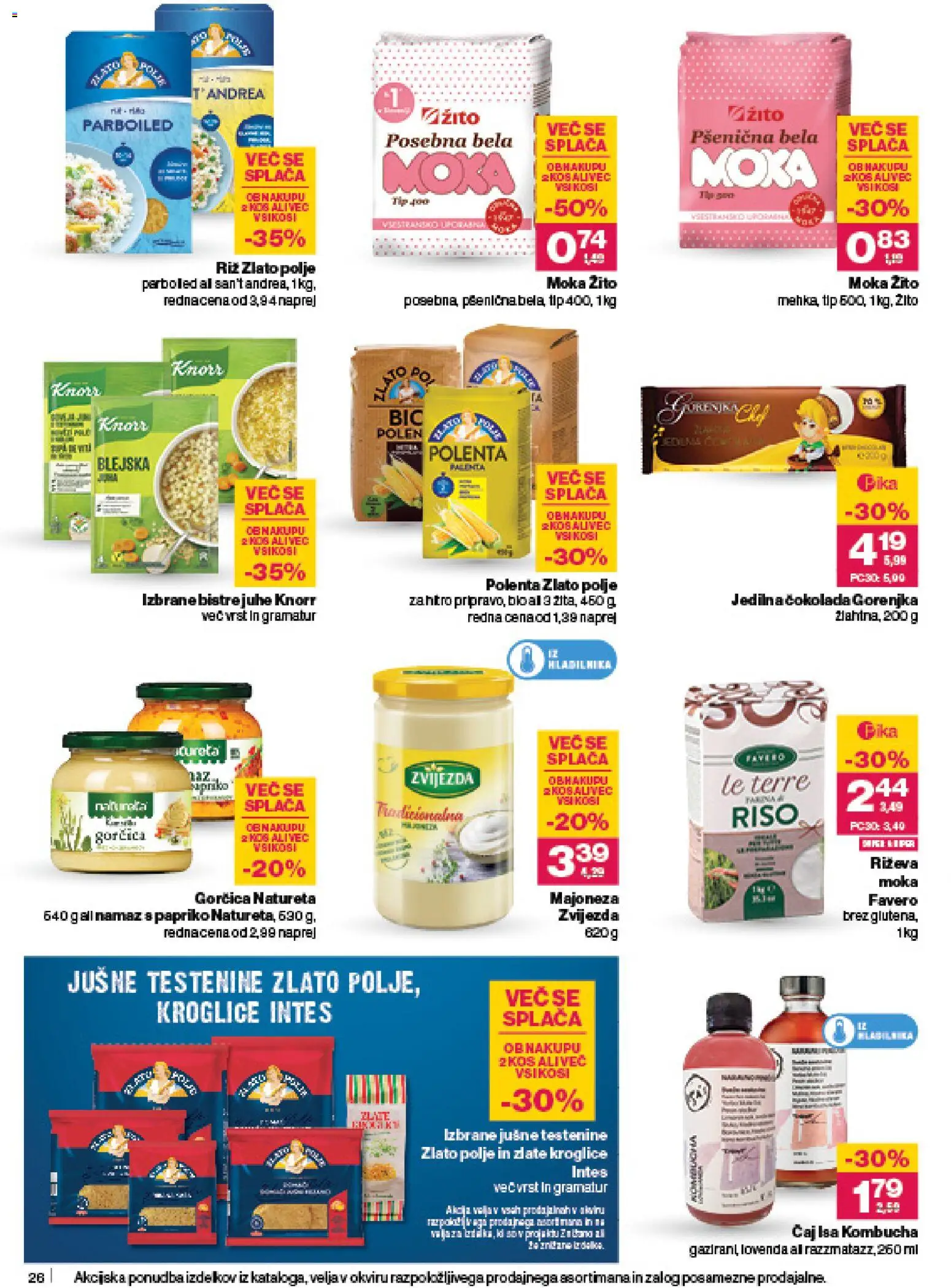 Novi Mercator katalog ponudbe – veljaven od 06.11.2025 | Stran: 28 | Izdelki: Namaz, Top doble cara, Testenine, Majoneza