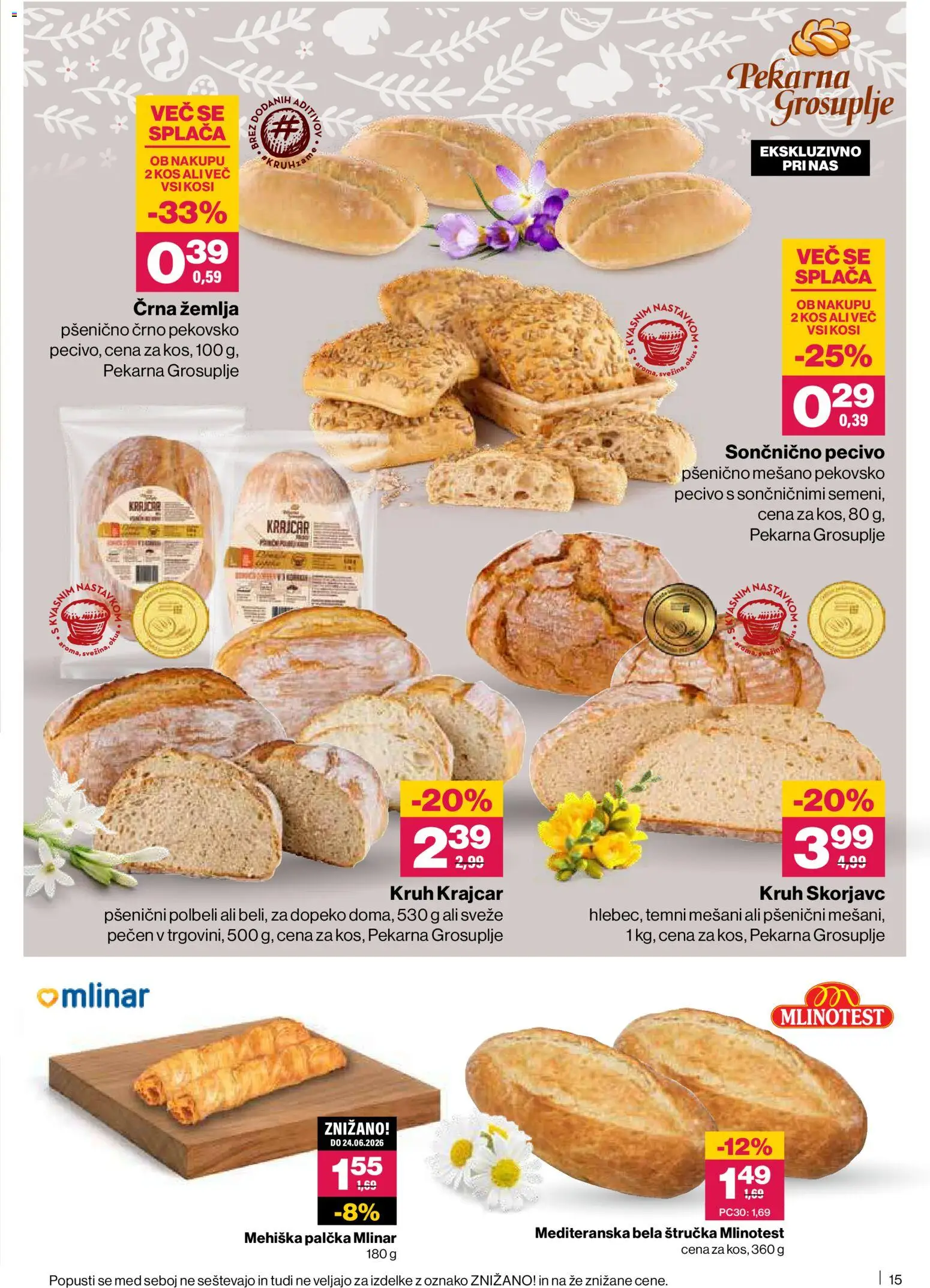 Novi Mercator katalog ponudbe – veljaven od 02.04.2026 | Stran: 15 | Izdelki: Štručka, Pekarna, Kos, Kruh