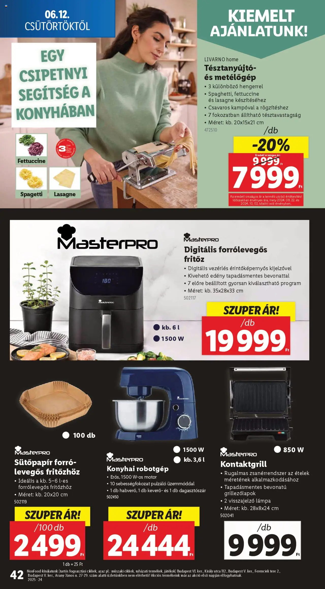 Lidl akciós ujság - amely érvényes a következő dátumtól: 12.06.2025 | Oldal: 42 | Termékek: Fritőz, Keverő, Lasagne, Konyhai robotgép