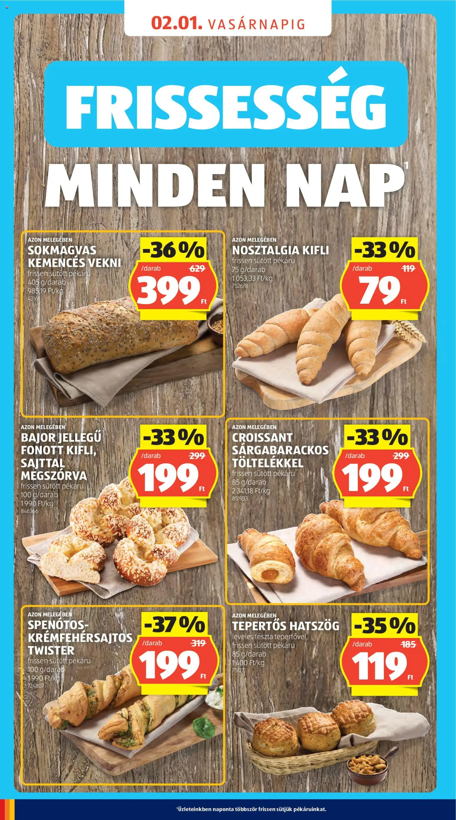 Aldi akciós ujság - amely érvényes a következő dátumtól: 31.01.2026 | Oldal: 4 | Termékek: Croissant, Kifli, Leveles tészta, Tészta