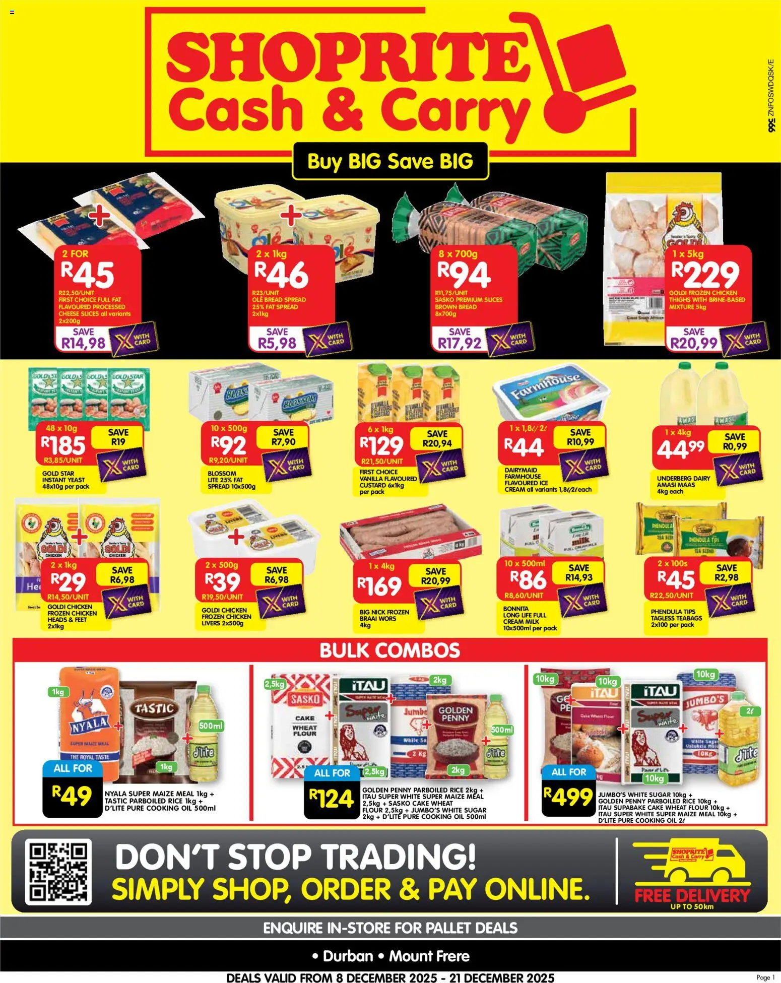 New Shoprite catalogue – valid from 08.12.2025 | Page: 1 | Products: Cake, Cheese, Rice, Soup