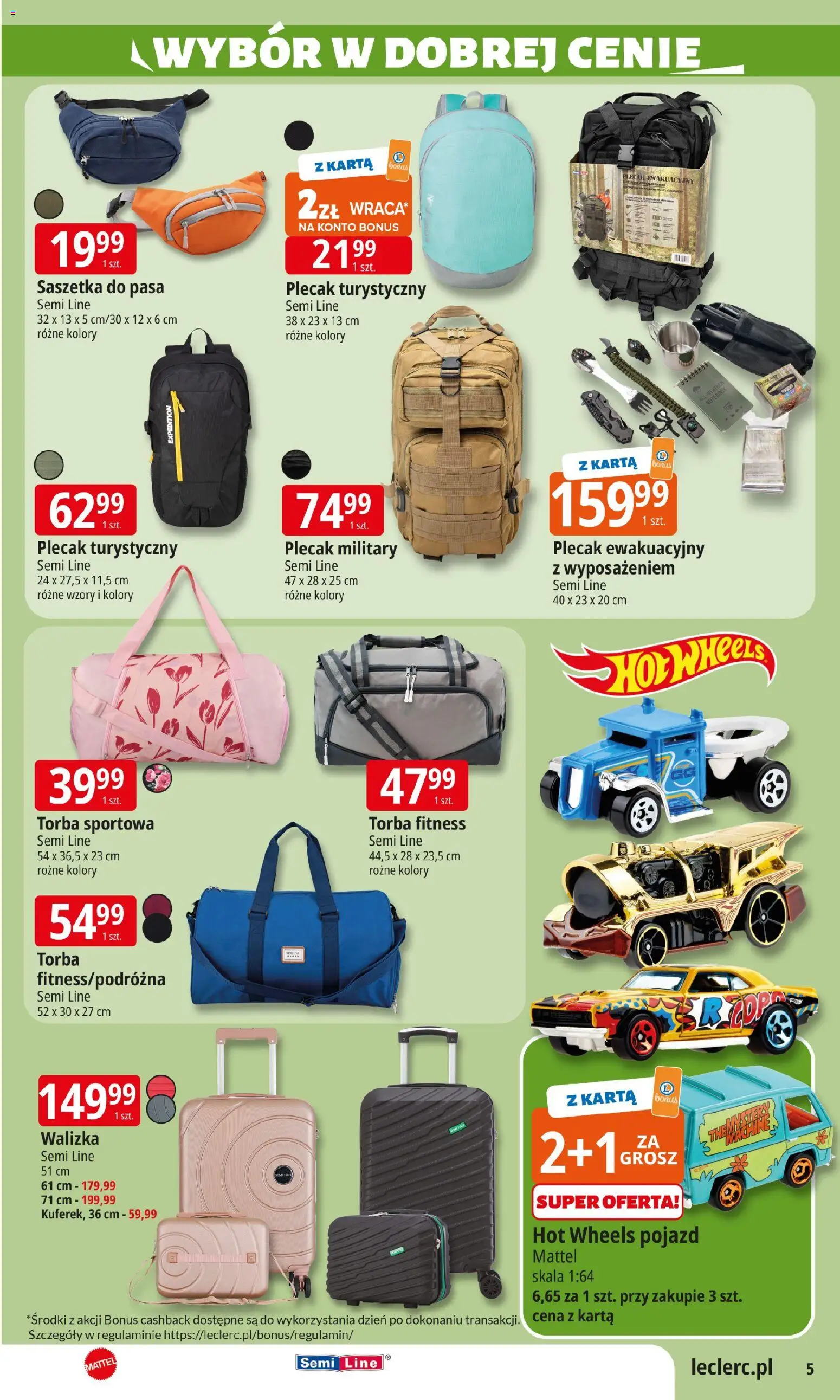 E.Leclerc Gazetka - Zamość od 27.01.2026 | Strona: 5 | Produkty: Karta, Walizka, Torba sportowa, Notebook