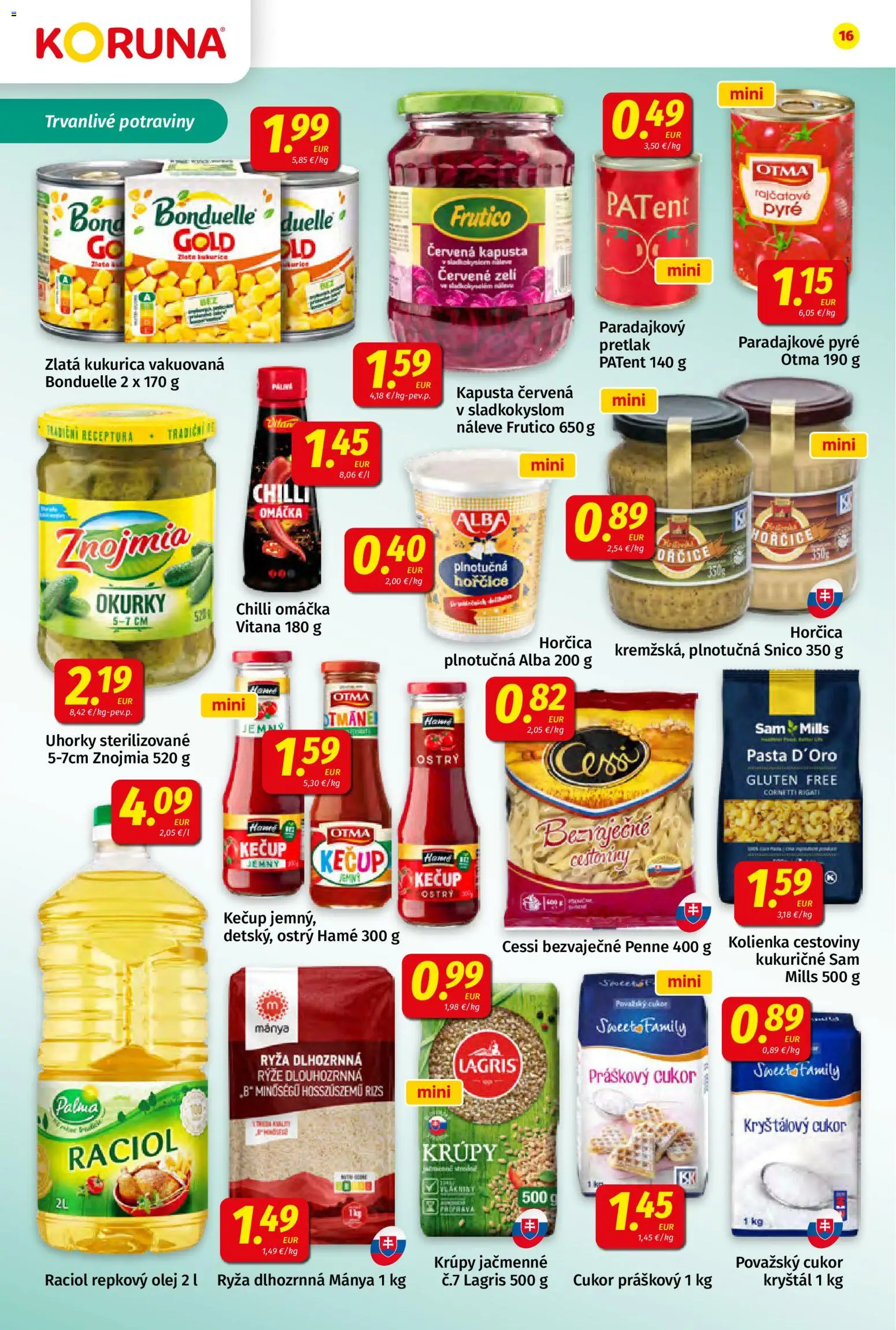 Nové Koruna akcie – leták je platný od 20.02.2026 | Strana: 16 | Produkty: Cestoviny, Chilli, Repkový olej, Kukurica