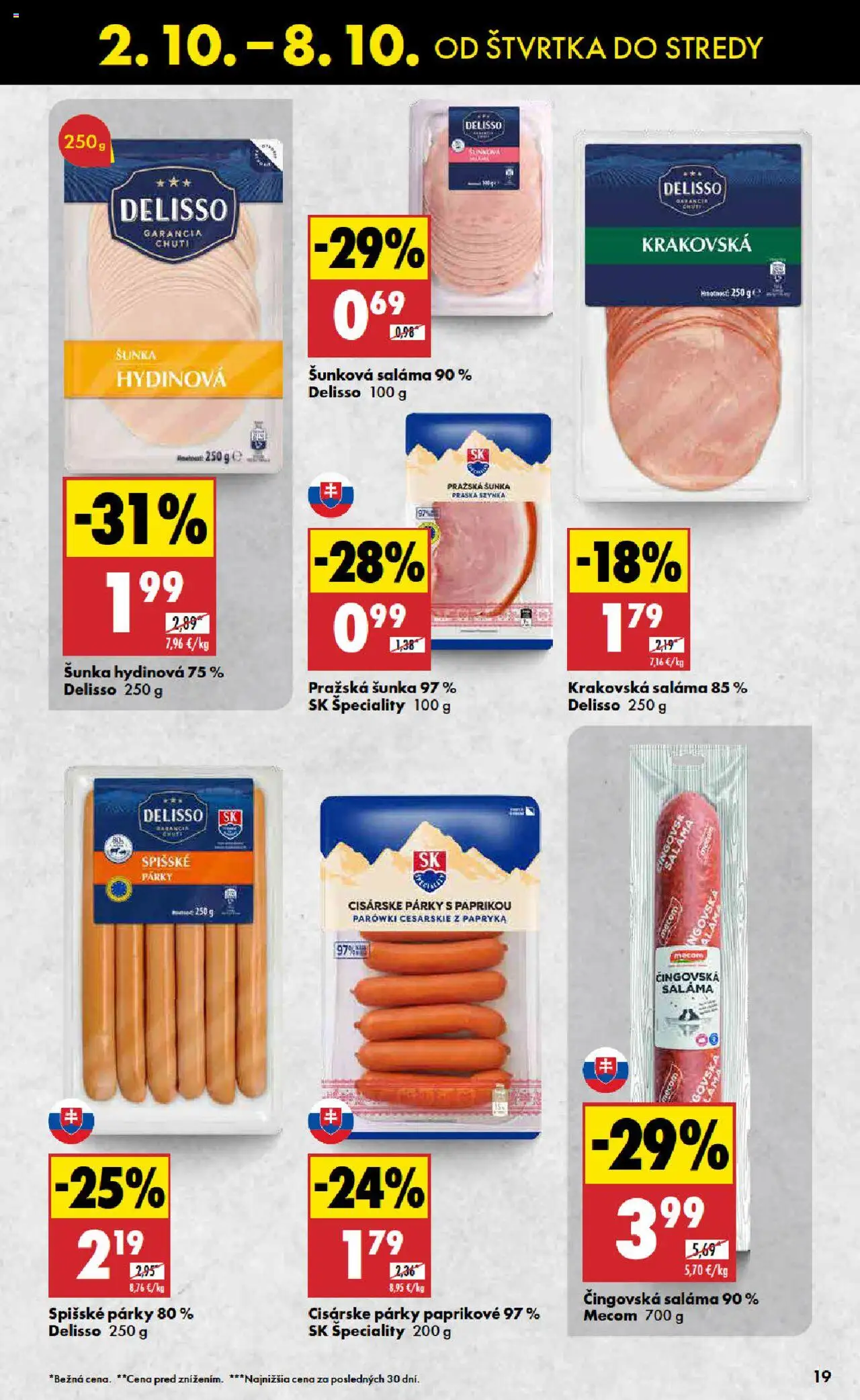Nové Biedronka akcie – leták je platný od 02.10.2025 | Strana: 19 | Produkty: Saláma, Šunka, Párky