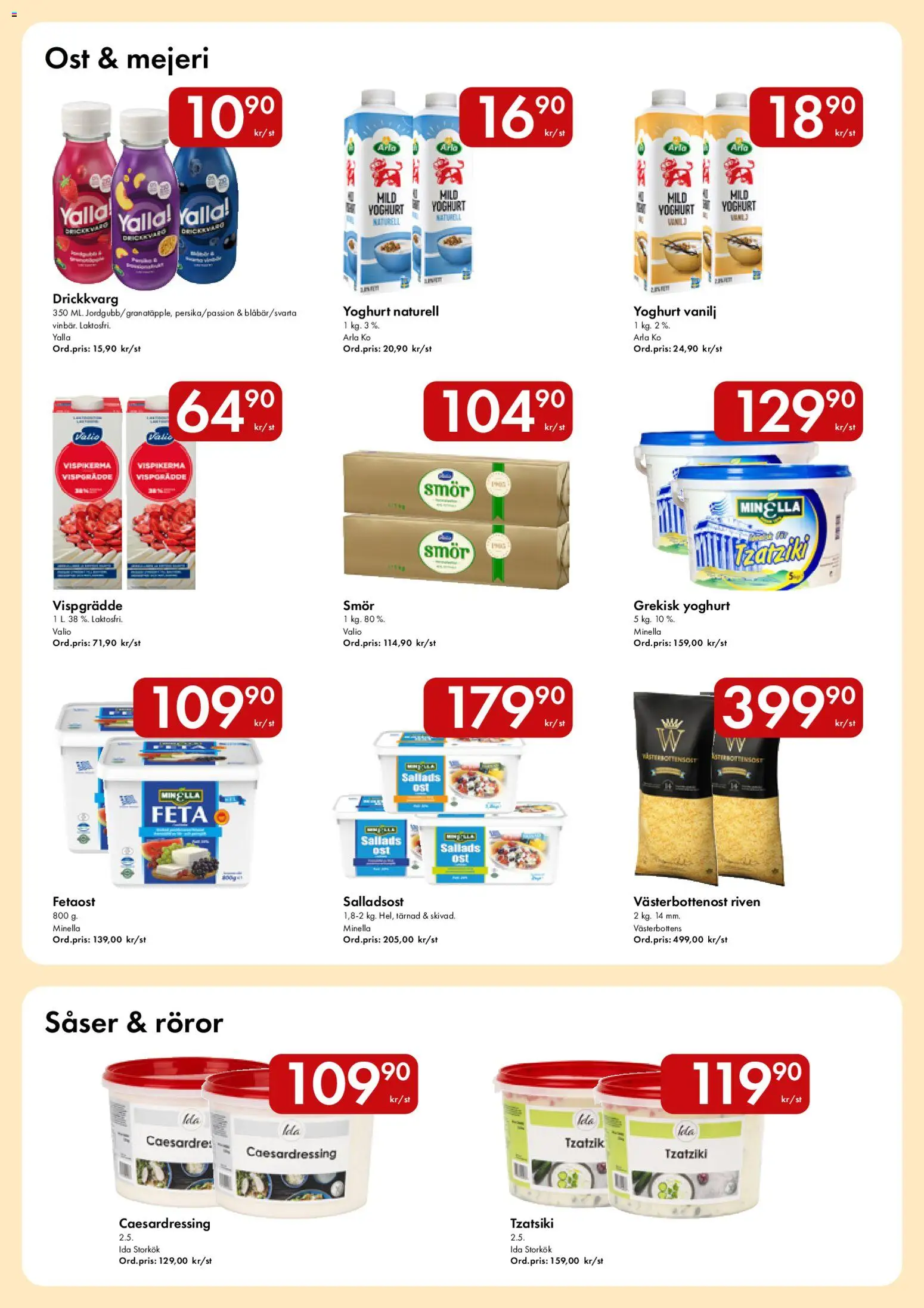 Hypermarkety reklamblad aktuell från 20.04.2026 | Sida: 5 | Produkter: Grekisk yoghurt, Ost, Yoghurt, Vispgrädde