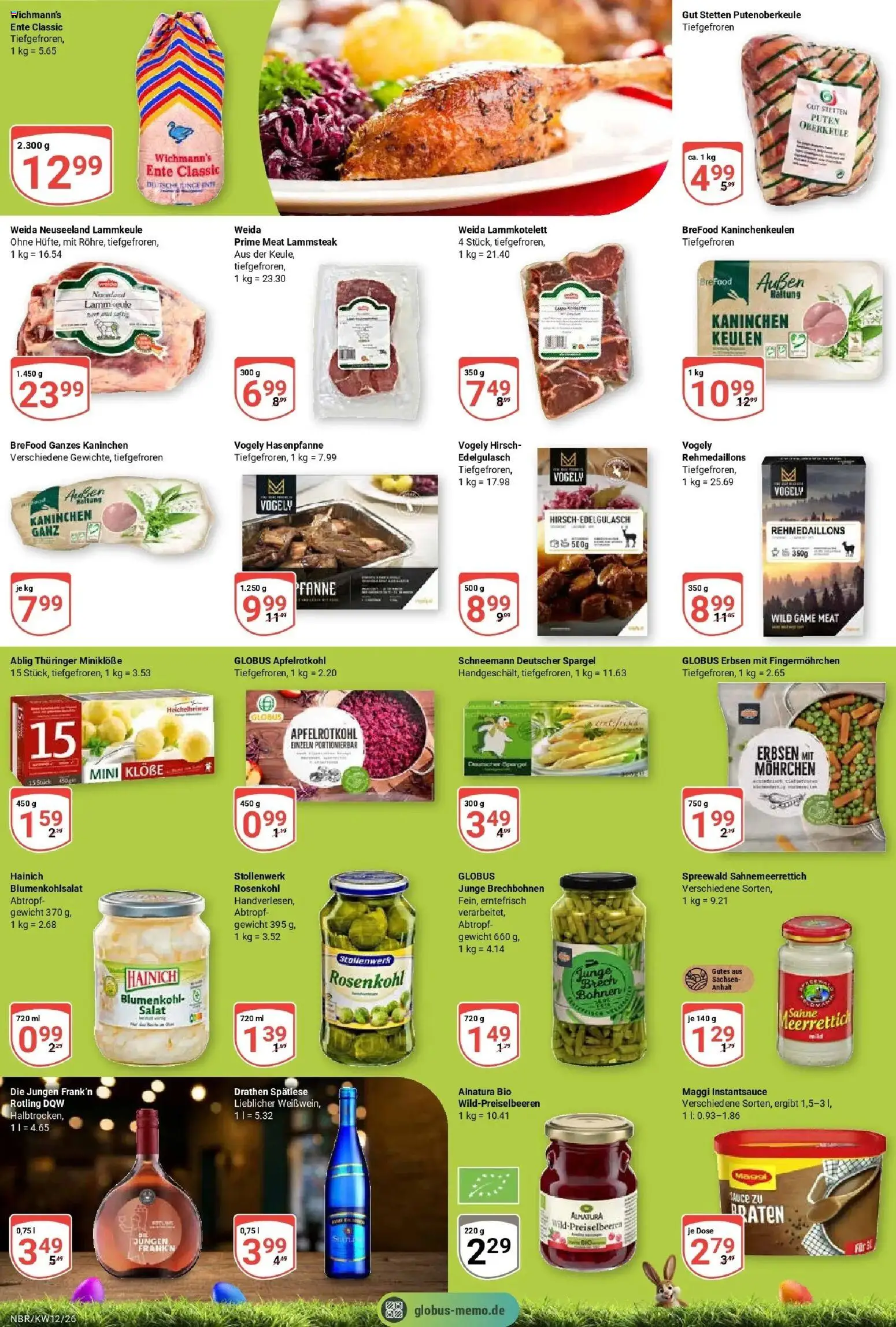 Globus prospekt Neubrandenburg	 – gültig ab 15.03.2026 | Seite: 12 | Produkte: Lammkeule, Gewicht, Salat, Ente