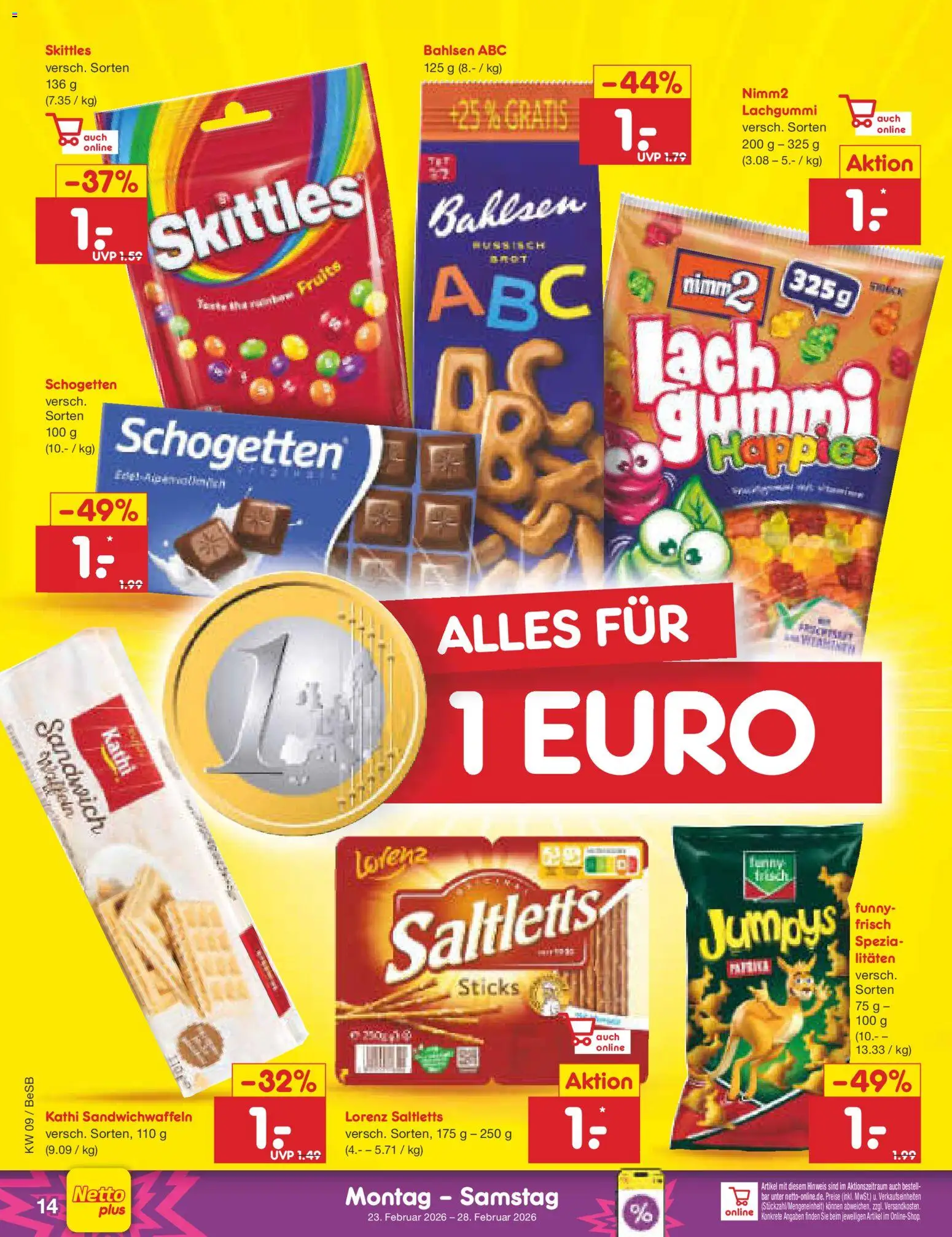 Netto Marken-Discount Prospekt 	 – gültig ab 23.02.2026 | Seite: 16 | Produkte: Funny frisch, Schogetten