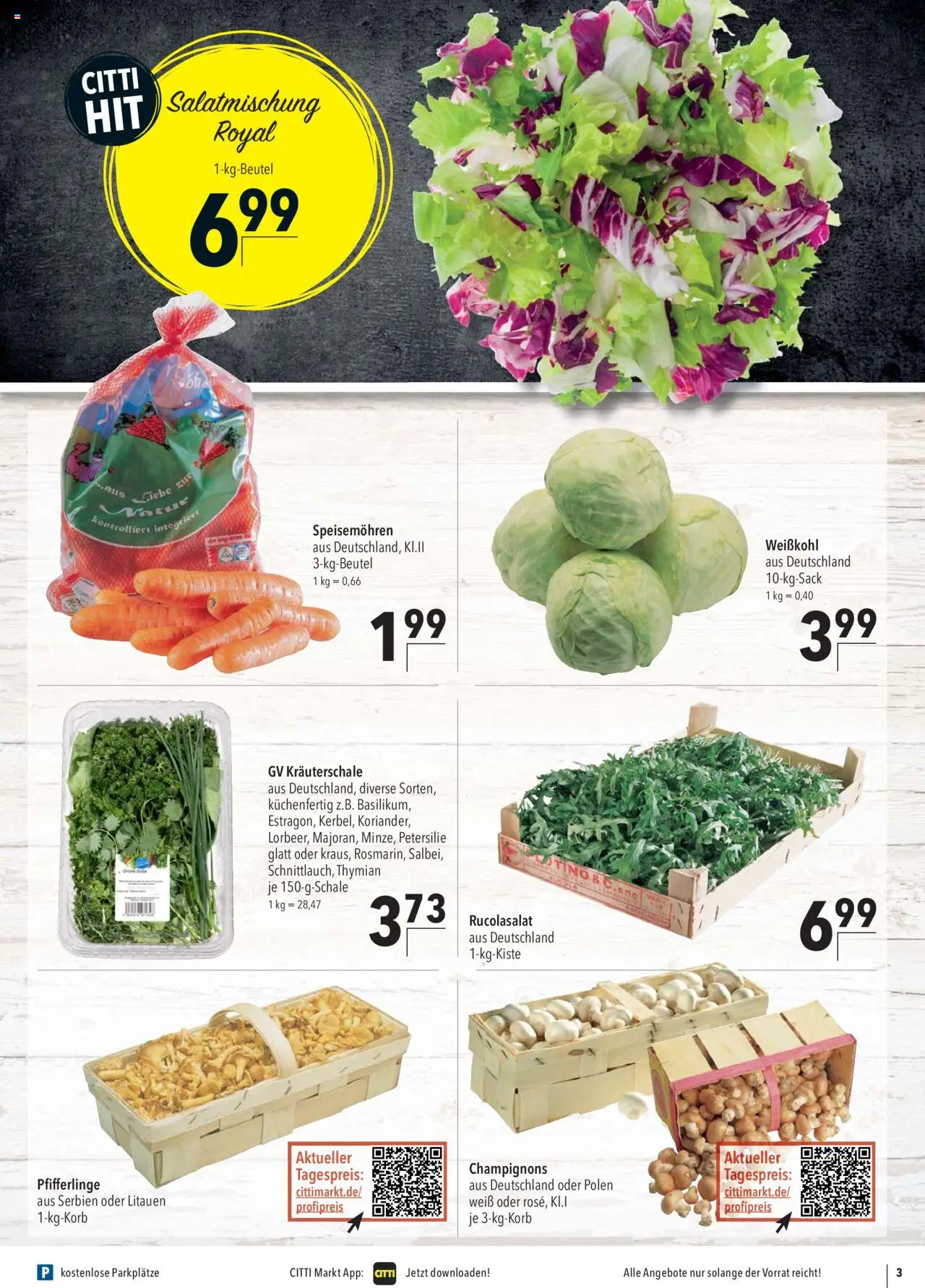 CITTI Markt - Aktuelle Angebote für Profis - gültig ab dem 27.08.2025 | Seite: 3 | Produkte: Champignons, Pfifferlinge, Petersilie