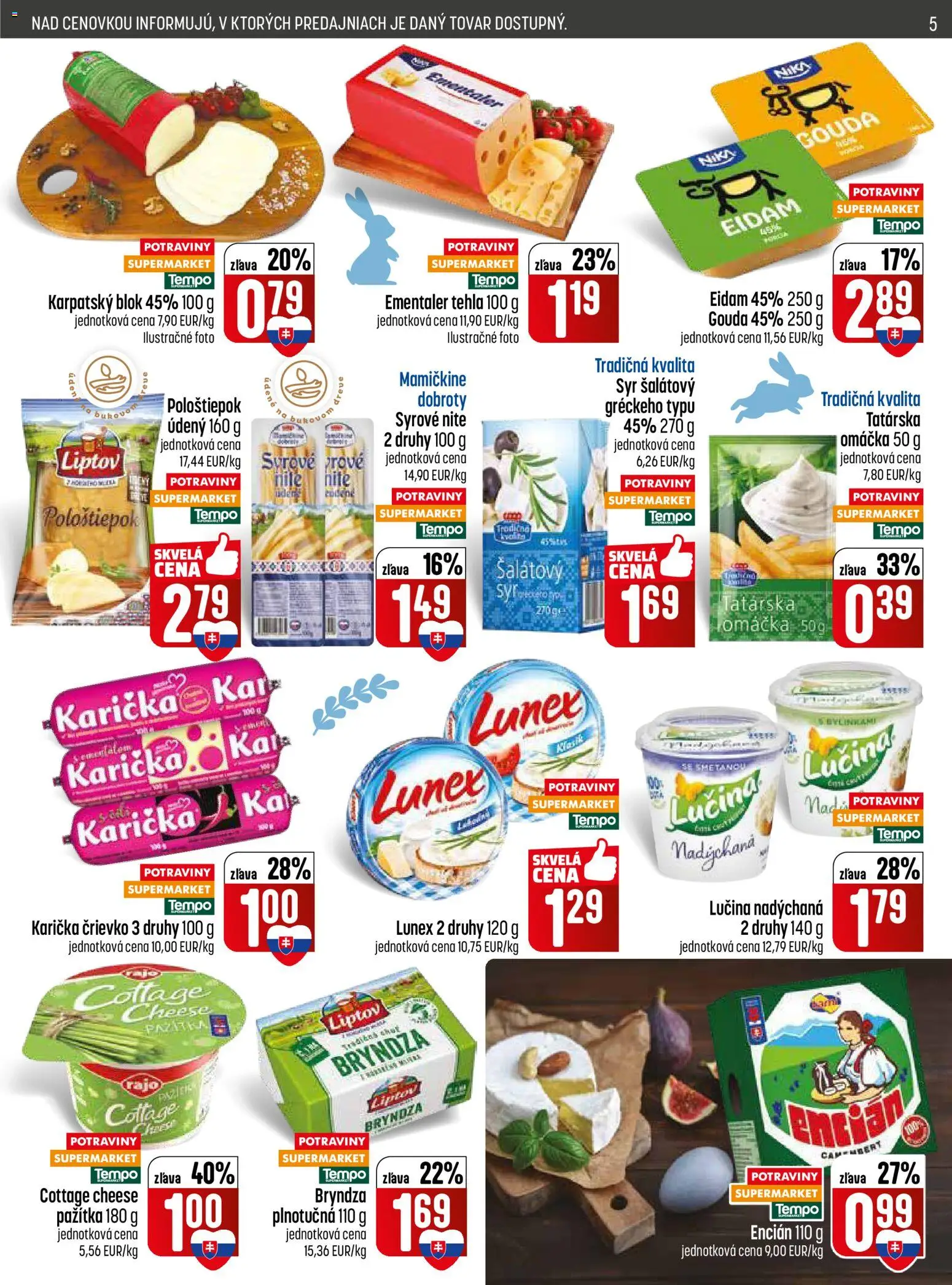 Nové COOP Jednota akcie – leták je platný od 26.03.2026 | Strana: 5 | Produkty: Pažítka, Eidam, Bryndza, Omáčka