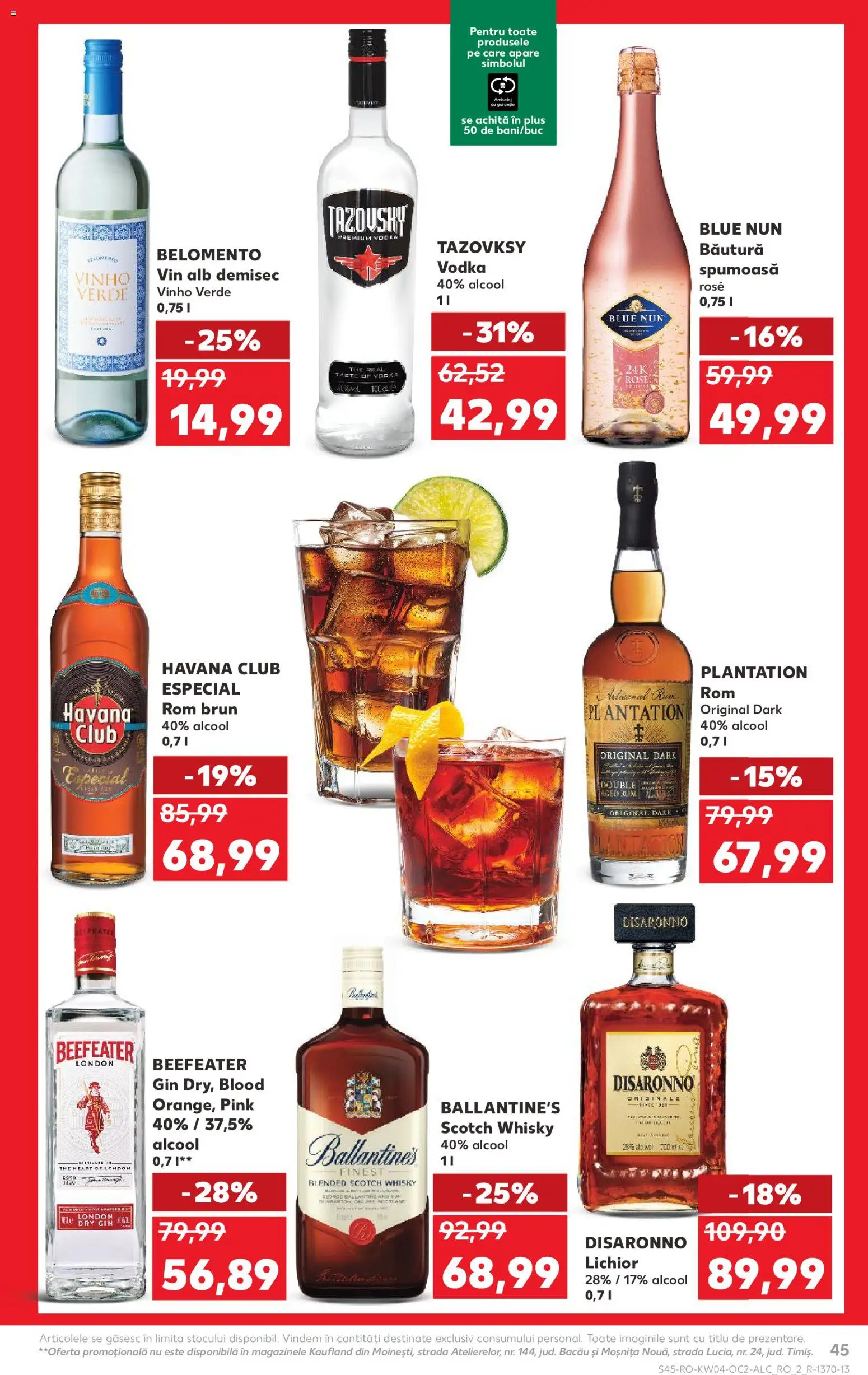 Noul catalog Kaufland – valabil de la 21.01.2026 | Pagină: 45 | Produse: Lichior, Vin, Rom, Gin