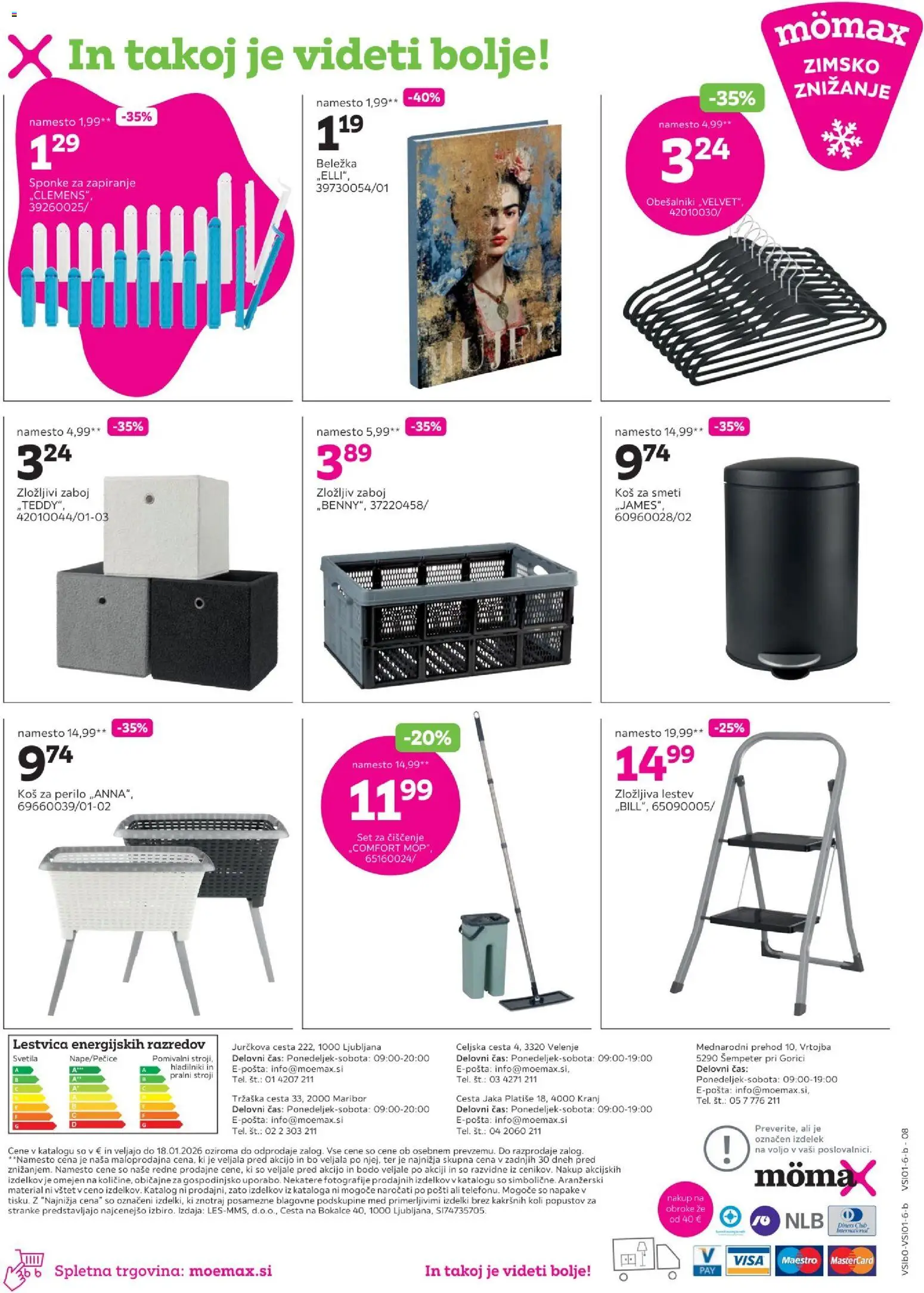 Novi Mömax katalog ponudbe – veljaven od 31.12.2025 | Stran: 8 | Izdelki: Koš za perilo, Kos, Koš za smeti, Zaboj