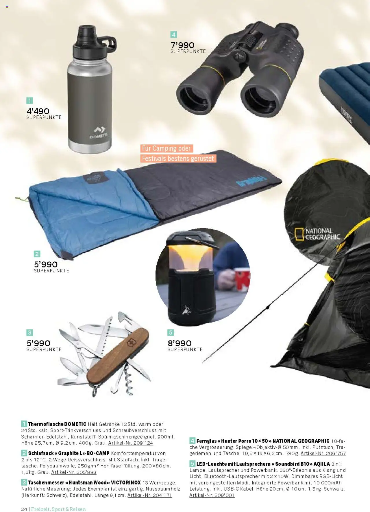 Coop Aktionen Praemien Shop ab 15.05.2025 | Seite: 24 | Produkte: Schlafsack, Powerbank, Lautsprecher
