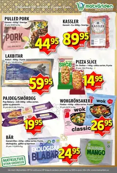 Matvärlden reklamblad aktuell från 15.09.2025 | Sida: 5 | Produkter: Kassler, Pizza, Mango, Pesto