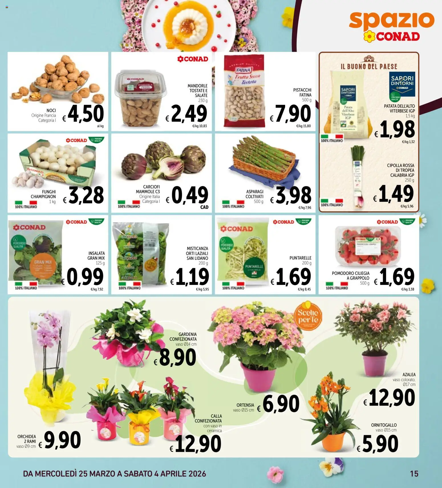 Volantino Spazio Conad del 25.03.2026 | Pagina: 15 | Prodotti: Misticanza, Frutta, Funghi, Asparagi