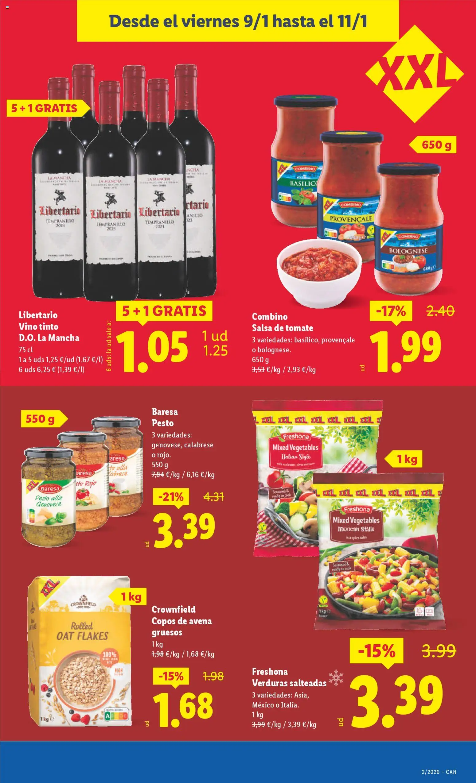 Lidl - Canarias │ válido desde el 05.01.2026 | Página: 27 | Productos: Vino, Salsa de tomate, Copos