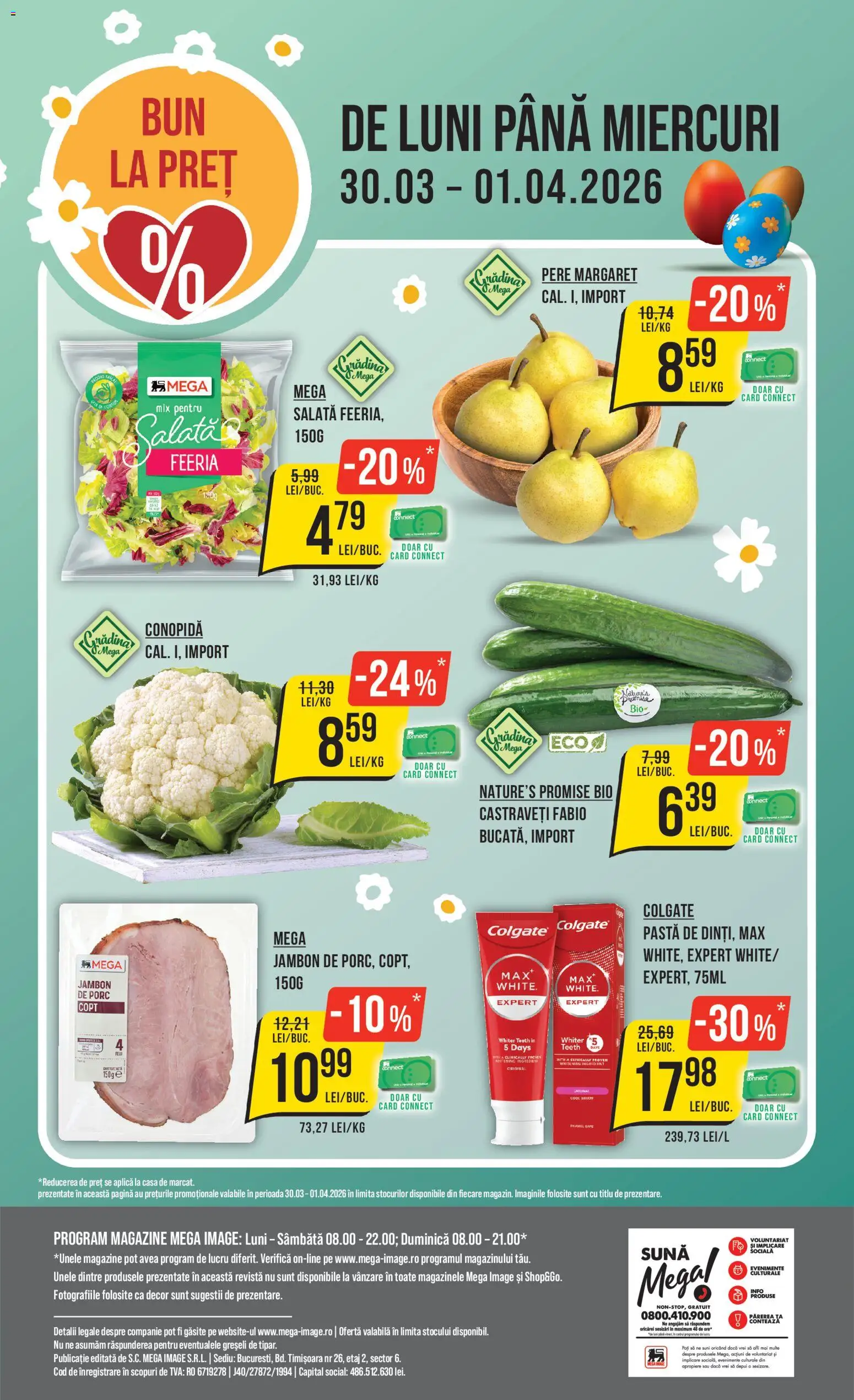 Noul catalog Mega Image – valabil de la 26.03.2026 | Pagină: 24 | Produse: Şerit ödül, Conopidă, Castraveți, Salată