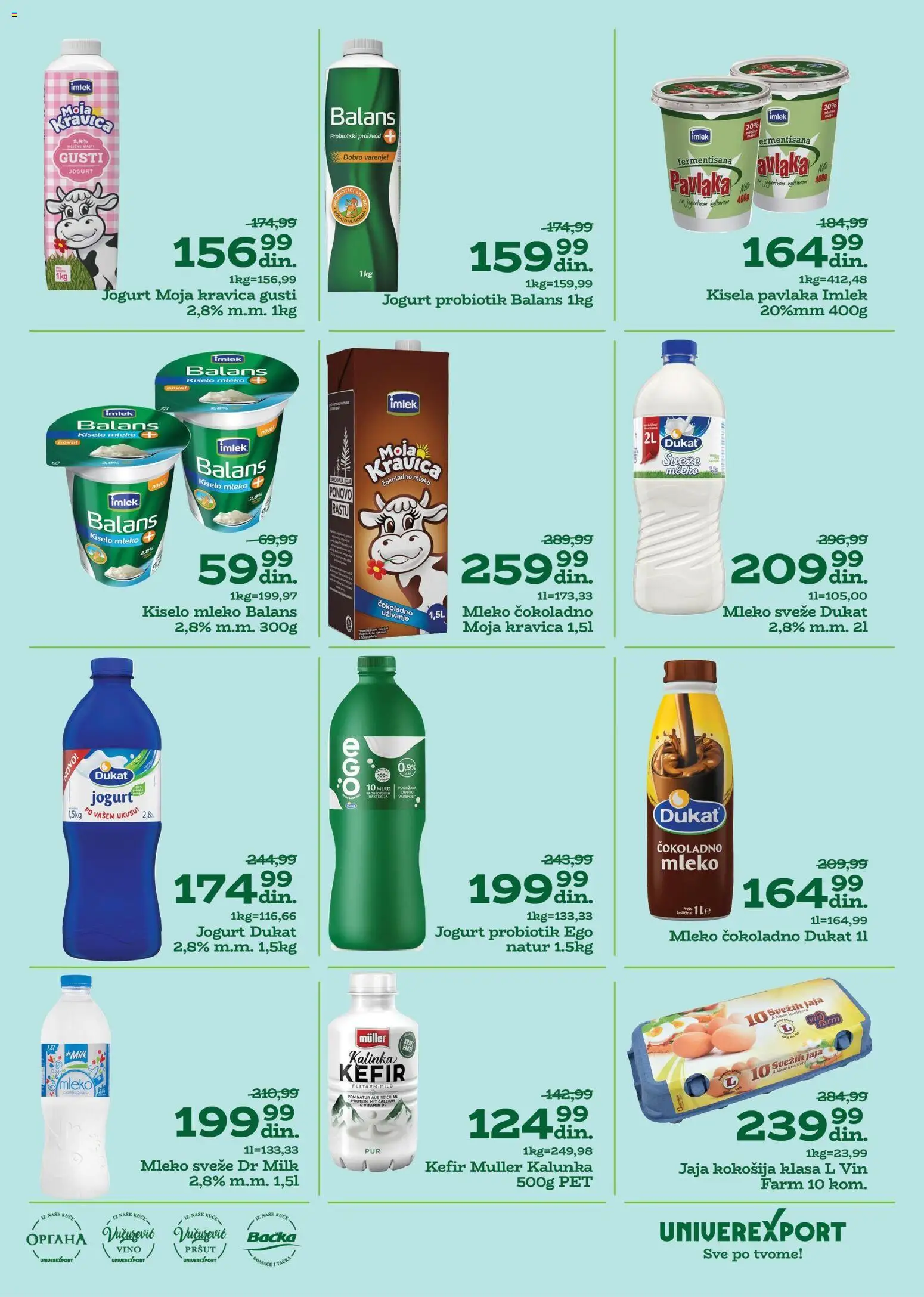 Univerexport katalog - važi od 22.12.2025 | Strana: 7 | Proizvode: Kisela pavlaka, Pršut, Sveže mleko, Mleko