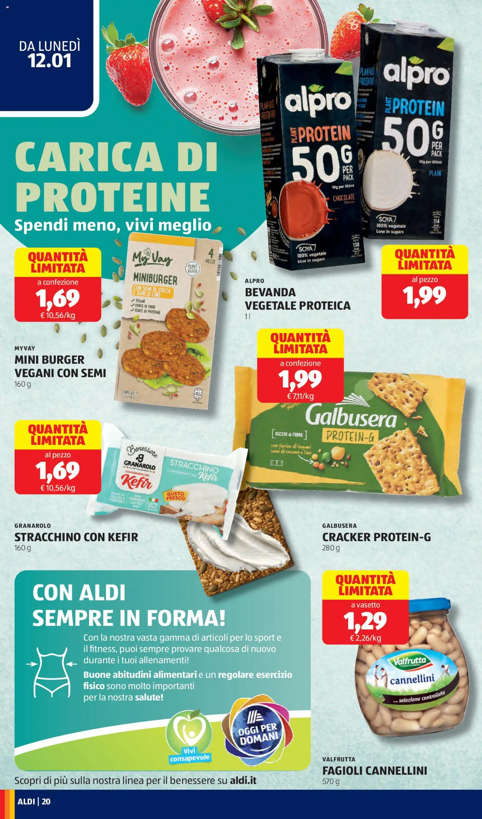 Volantino Aldi del 12.01.2026 | Pagina: 20 | Prodotti: Latte, Zucca, Stracchino, Semi di zucca