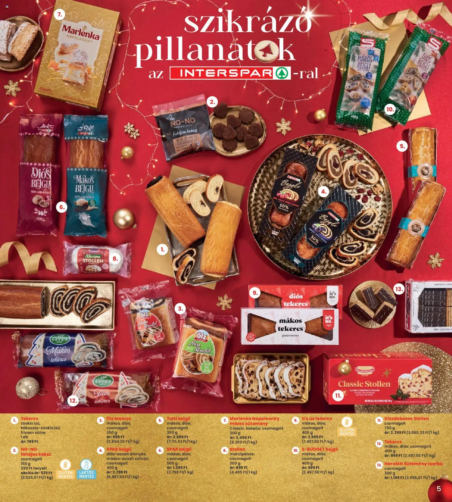 Interspar akciós ujság - amely érvényes a következő dátumtól: 04.12.2025 | Oldal: 5 | Termékek: Gluténmentes, Sütemény, Keksz