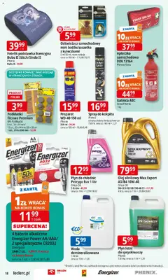 E.Leclerc Gazetka od 19.08.2025 | Strona: 18 | Produkty: Odświeżacz, Gaśnica, Baterie, Woda