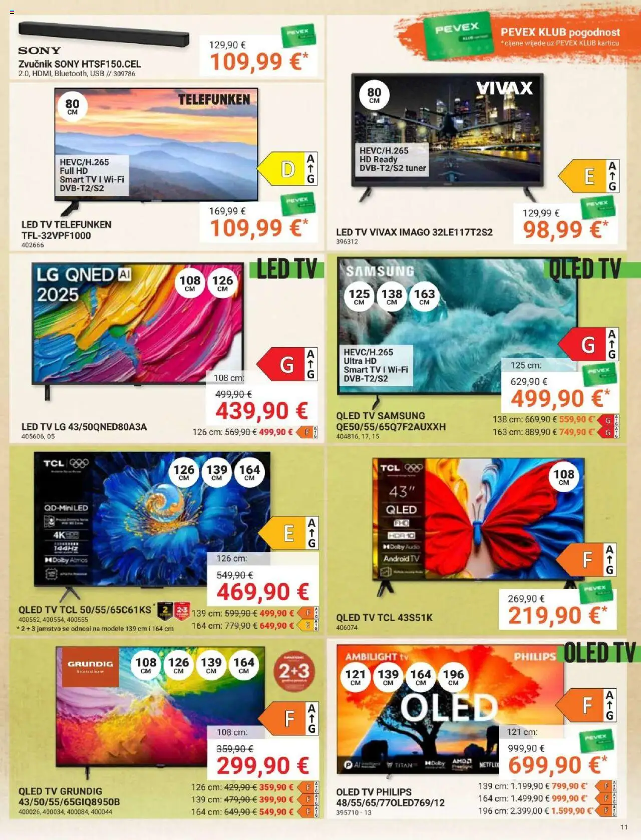 Pevex katalog | vrijedi od 25.09.2025 | Stranica: 11 | Proizvodi: Smart TV, Tv, Zvučnik, USB