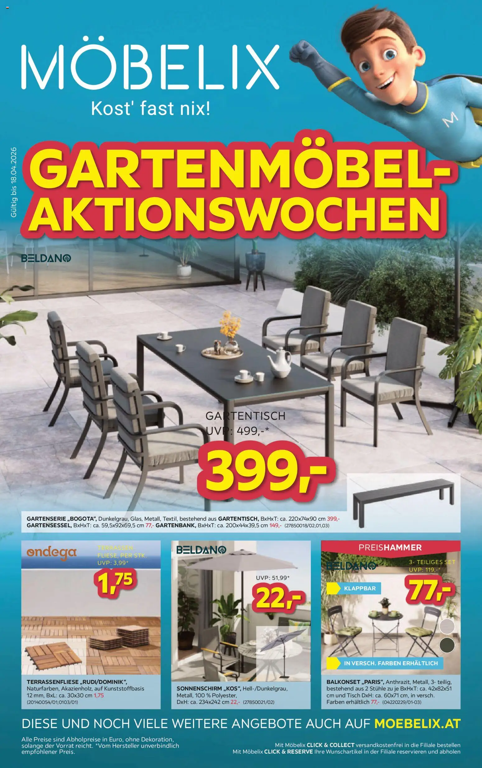 Möbelix Angebote gültig ab 06.04.2026 | Seite: 1 | Produkte: Tisch, Gartenmöbel