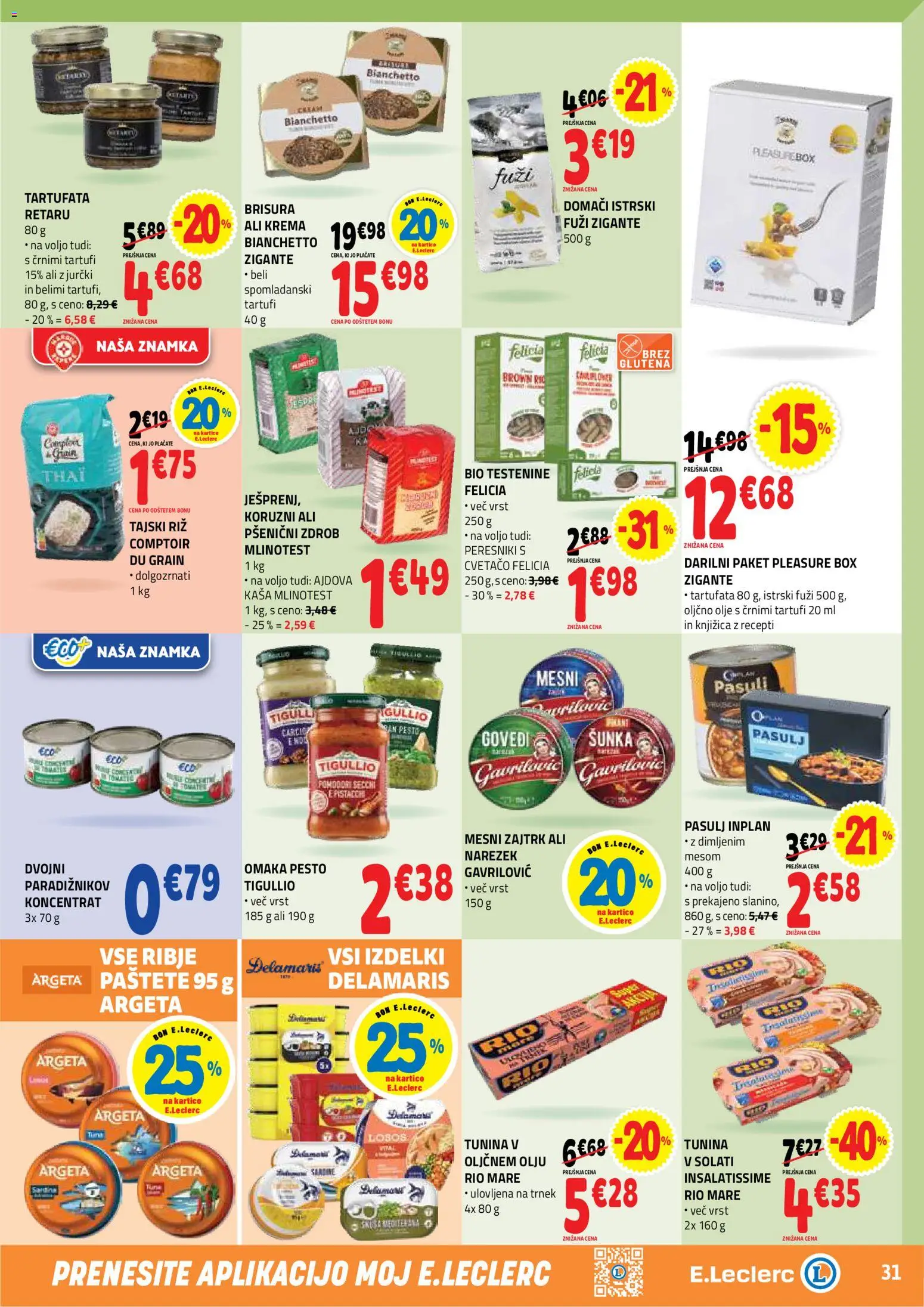 Novi E.leclerc katalog ponudbe – veljaven od 18.03.2026 | Stran: 31 | Izdelki: Zdrob, Pesto, Olje, Sunka