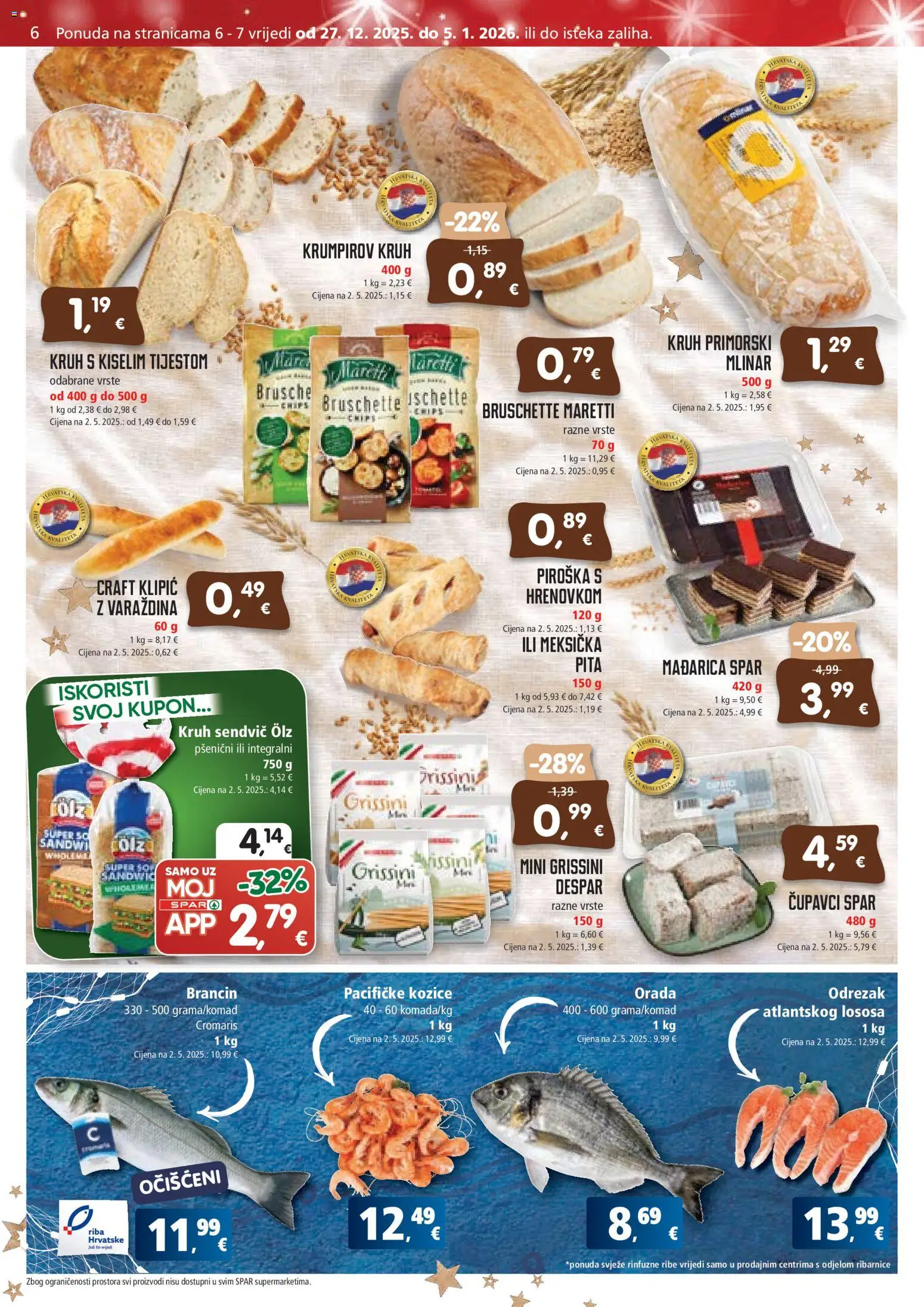 Spar katalog | vrijedi od 27.12.2025 | Stranica: 6 | Proizvodi: Pita, Riba, Brancin, Kozice