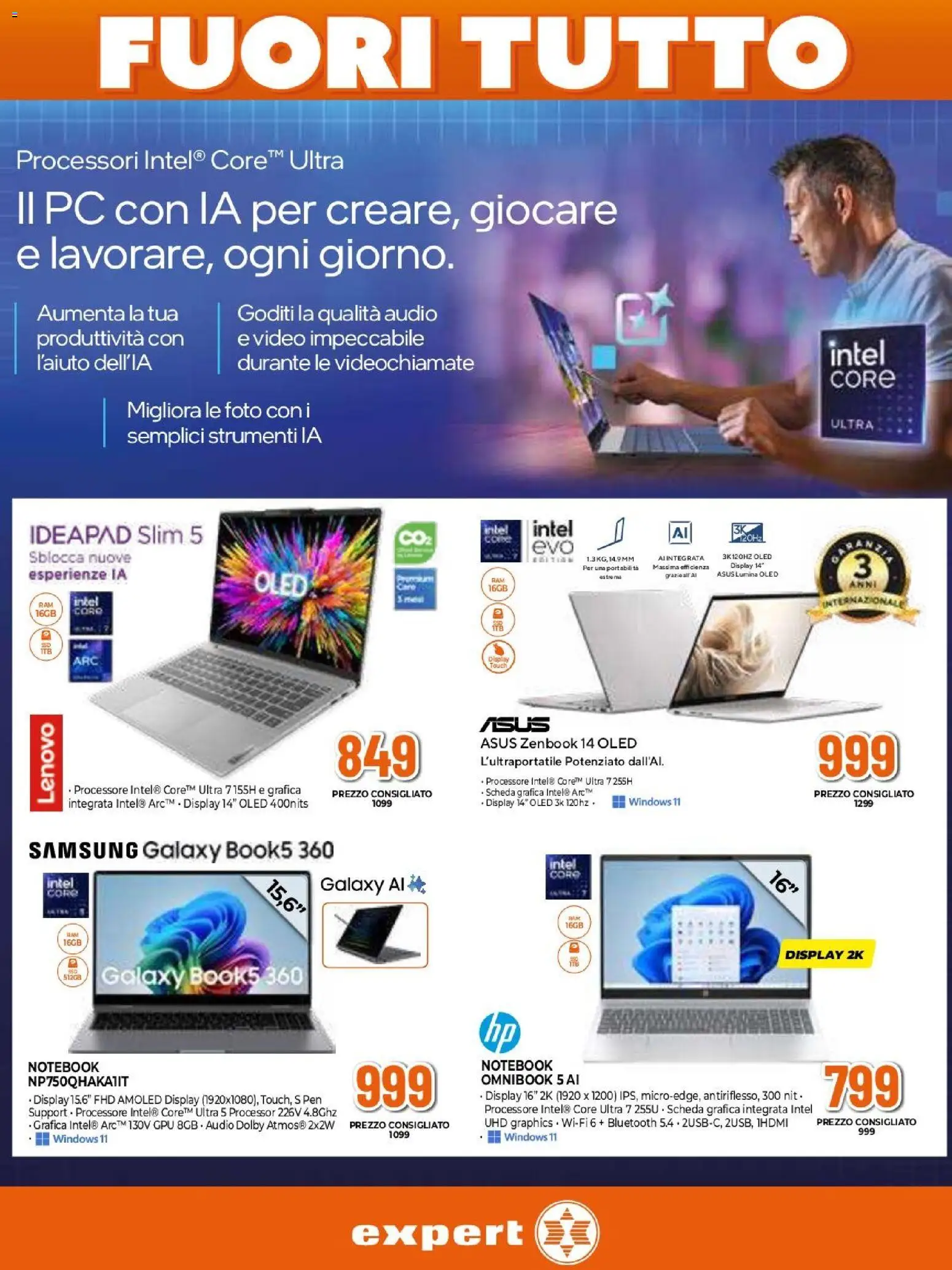 Volantino Expert del 27.12.2025 | Pagina: 21 | Prodotti: Notebook, Samsung Galaxy, Video, Audio