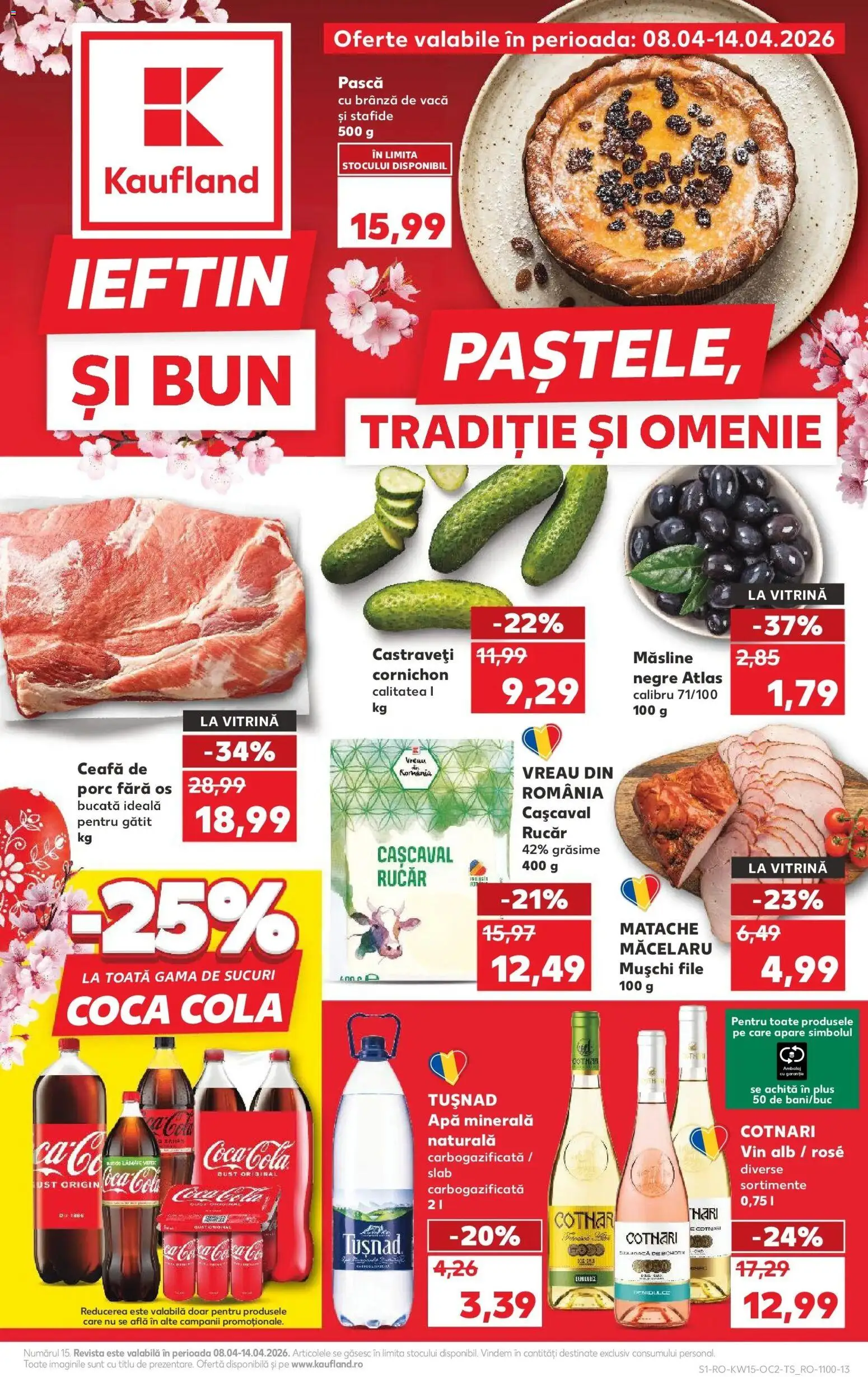 Noul catalog Kaufland – valabil de la 08.04.2026 | Pagină: 1 | Produse: Vitrină, Brânză, Vin, Apă