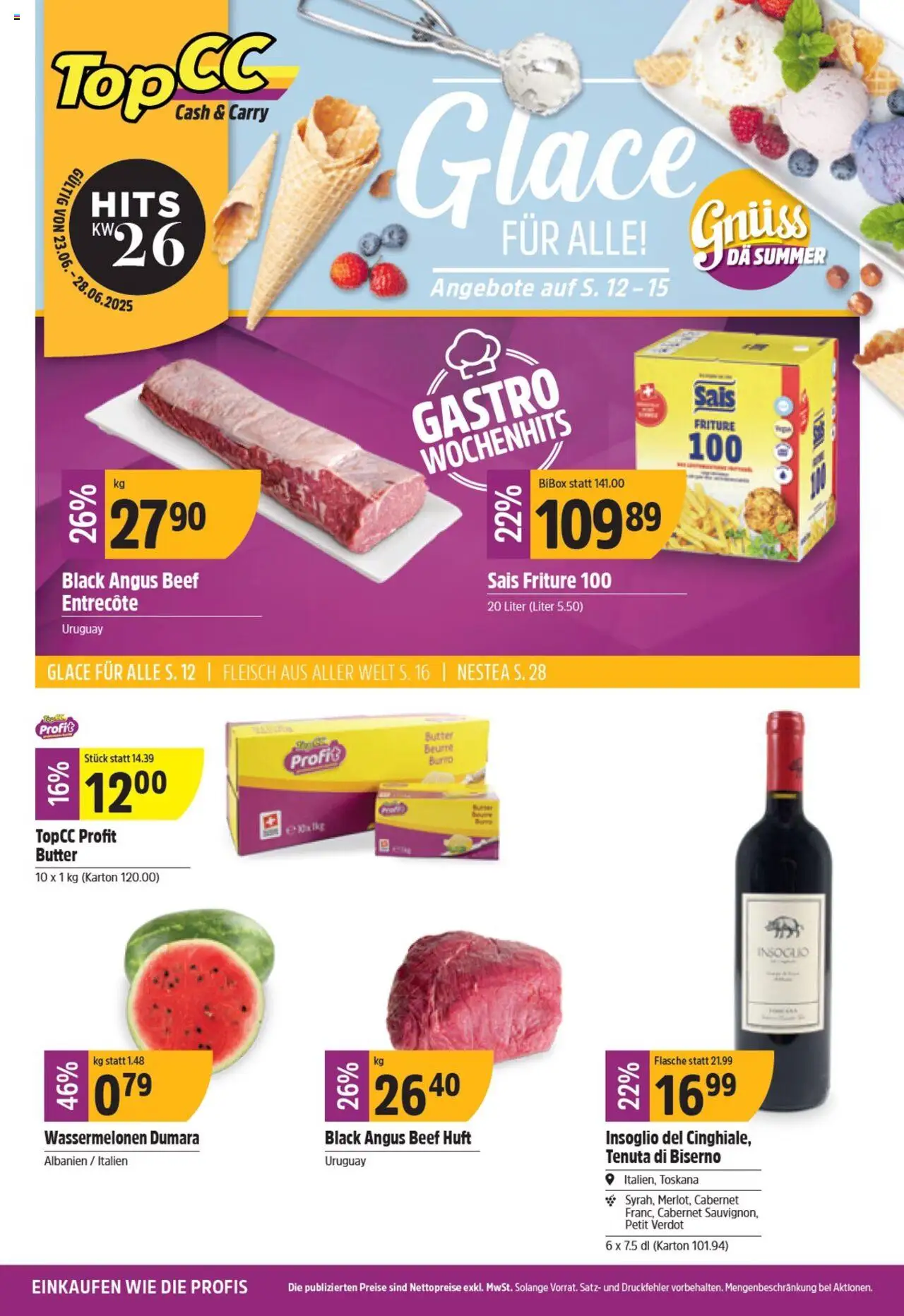 TopCC Aktionen ab 23.06.2025 | Seite: 1 | Produkte: Glace, Butter