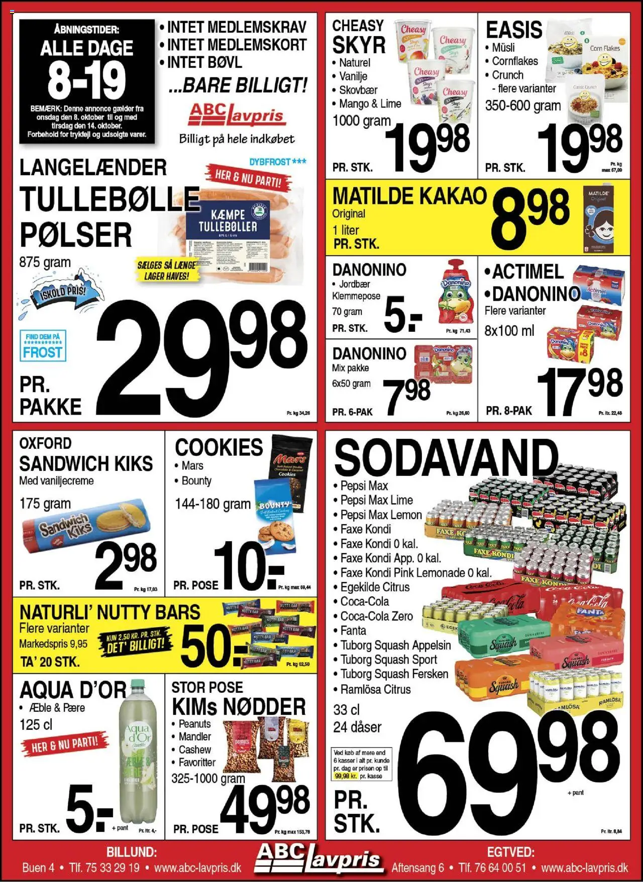 Abc Lavpris tilbudsavis – gyldig fra 08.10.2025 | Side: 1 | Produkter: Sodavand, Mandler, Lime, Fanta