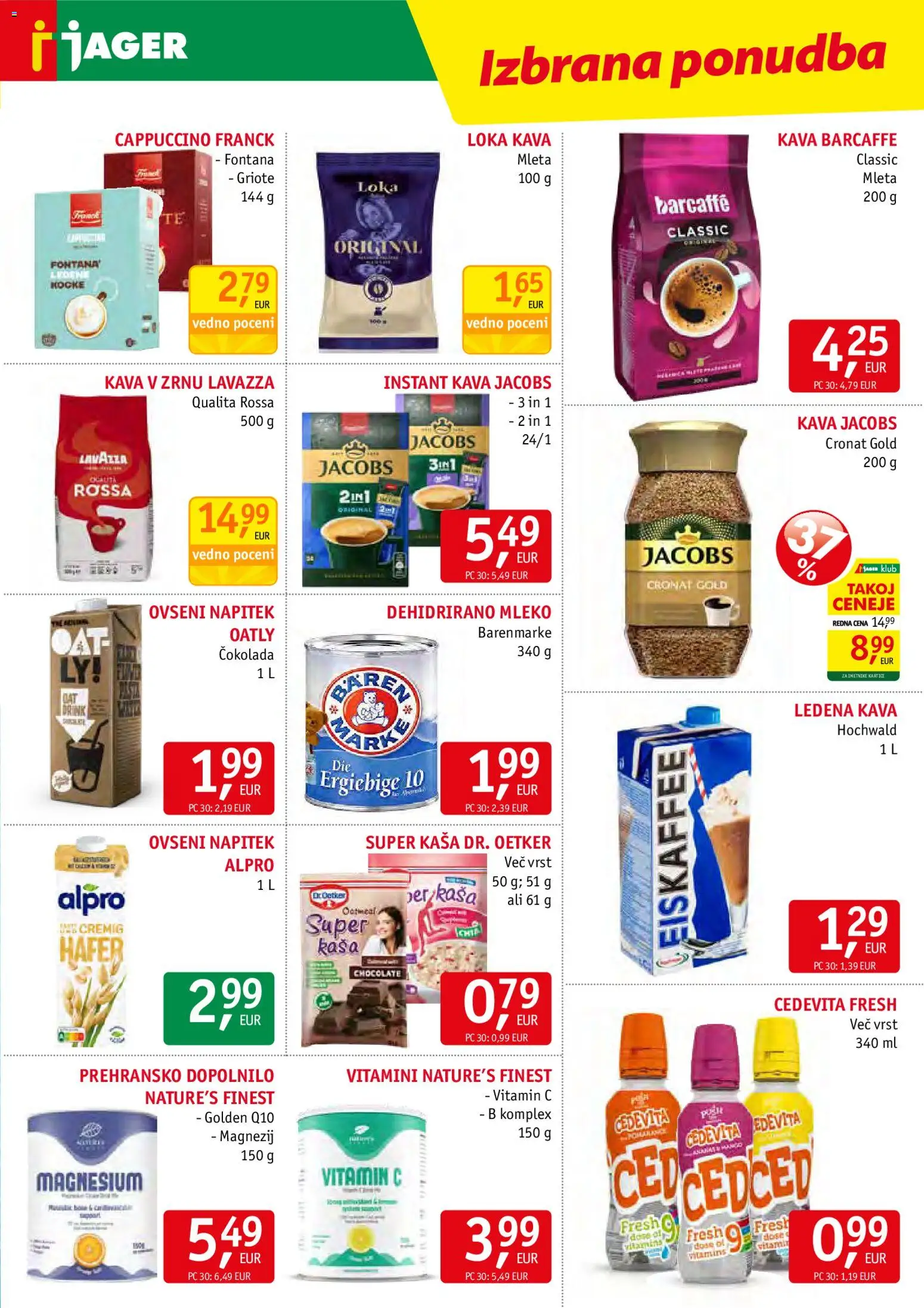 Novi Jager katalog ponudbe – veljaven od 15.04.2026 | Stran: 11 | Izdelki: Instant kava, Mleko, Kava, Cokolada