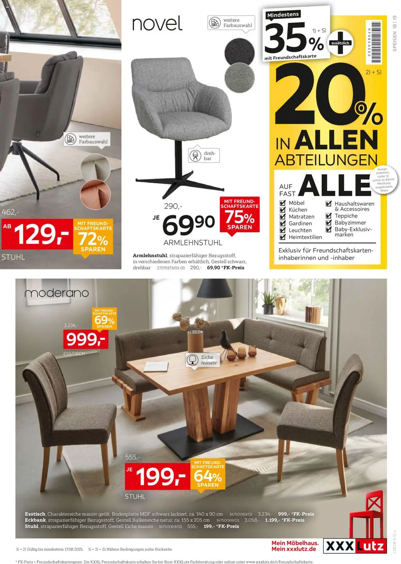 XXXL Lutz Wohntrends zum Bestpreis - gültig ab dem 04.08.2025 | Seite: 19 | Produkte: Esstisch, Stuhl, Kuchen
