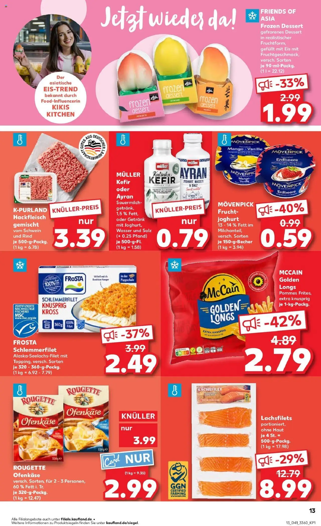 Kaufland prospekt Großröhrsdorf	 – gültig ab 13.10.2025 | Seite: 13 | Produkte: Joghurt, McCain, Wasser, Hackfleisch