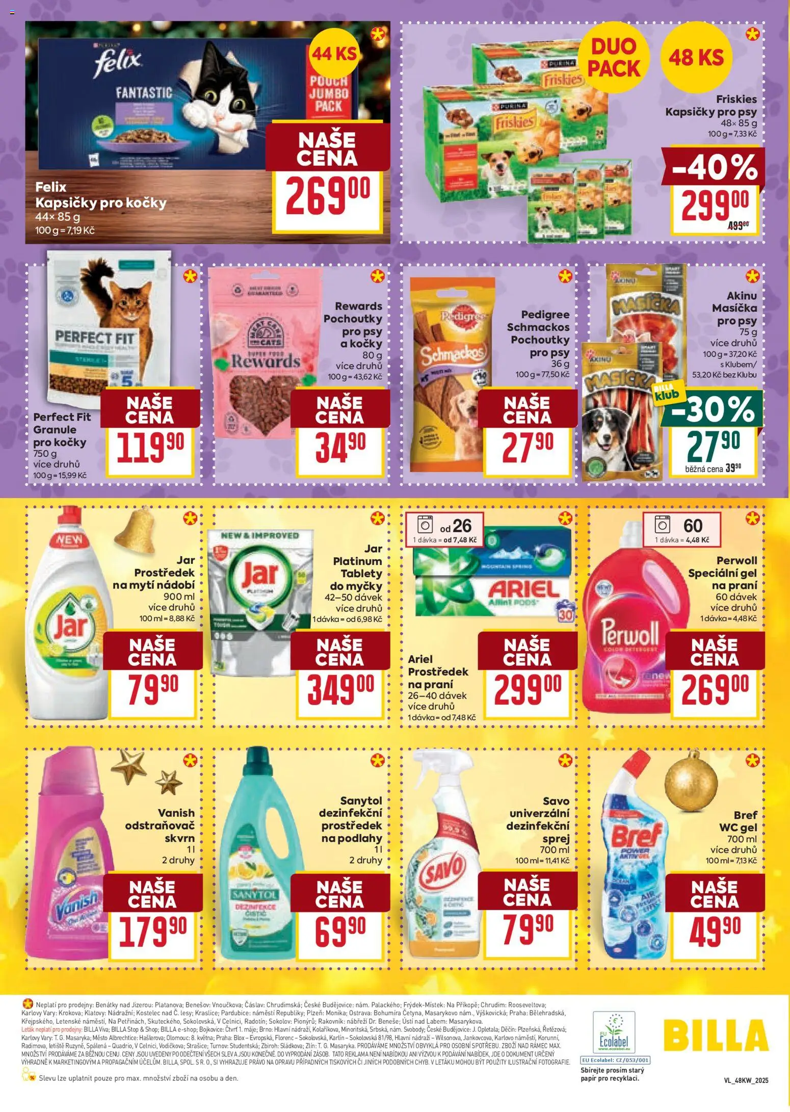 Billa Velký leták od 26.11.2025 | Strana: 32 | Produkty: Savo, Pedigree, Ariel, Sanytol