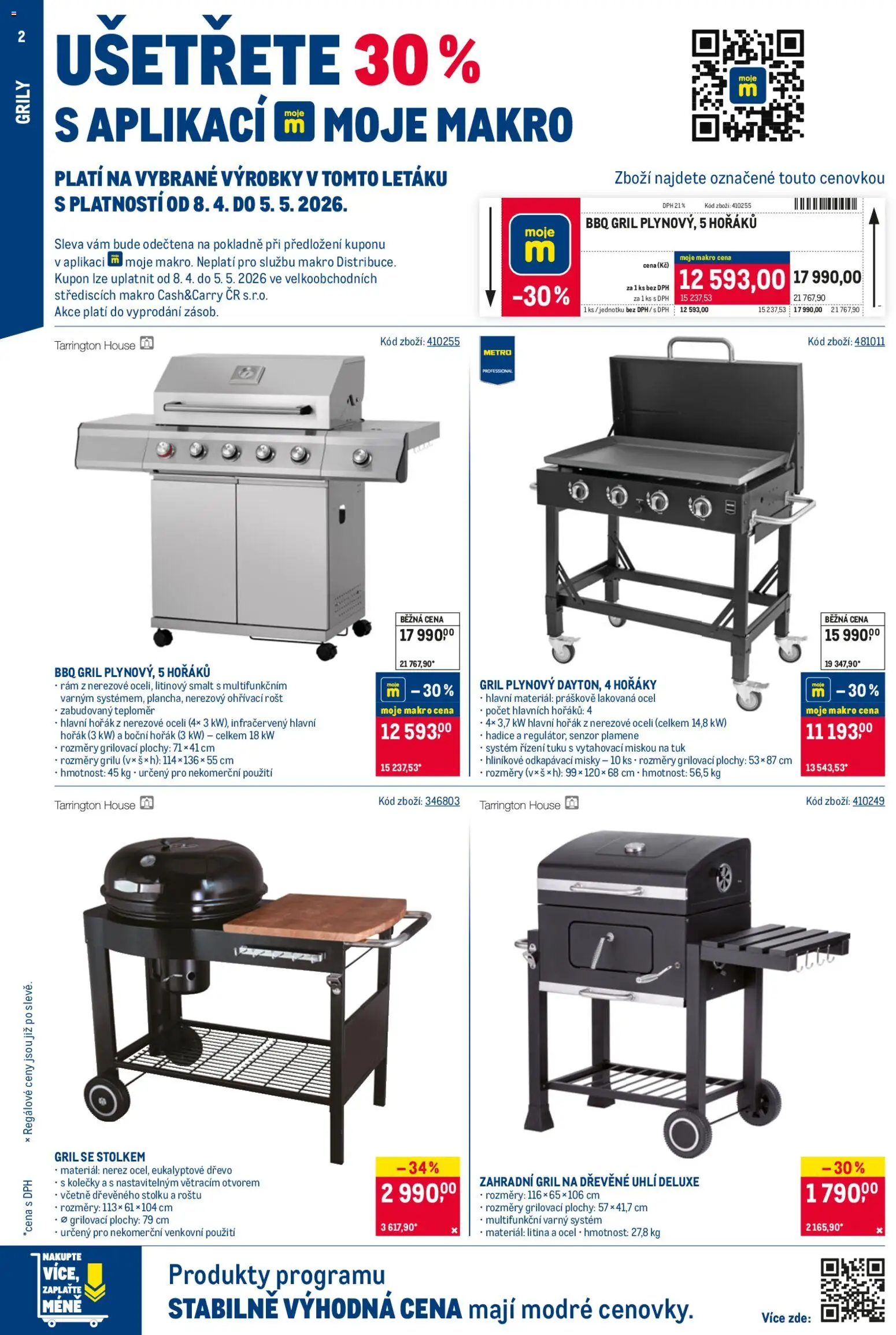 Makro leták - Venkovní vybavení 2 od 08.04.2026 | Strana: 2 | Produkty: Dřevěné uhlí, Deluxe, Gril, Teploměr