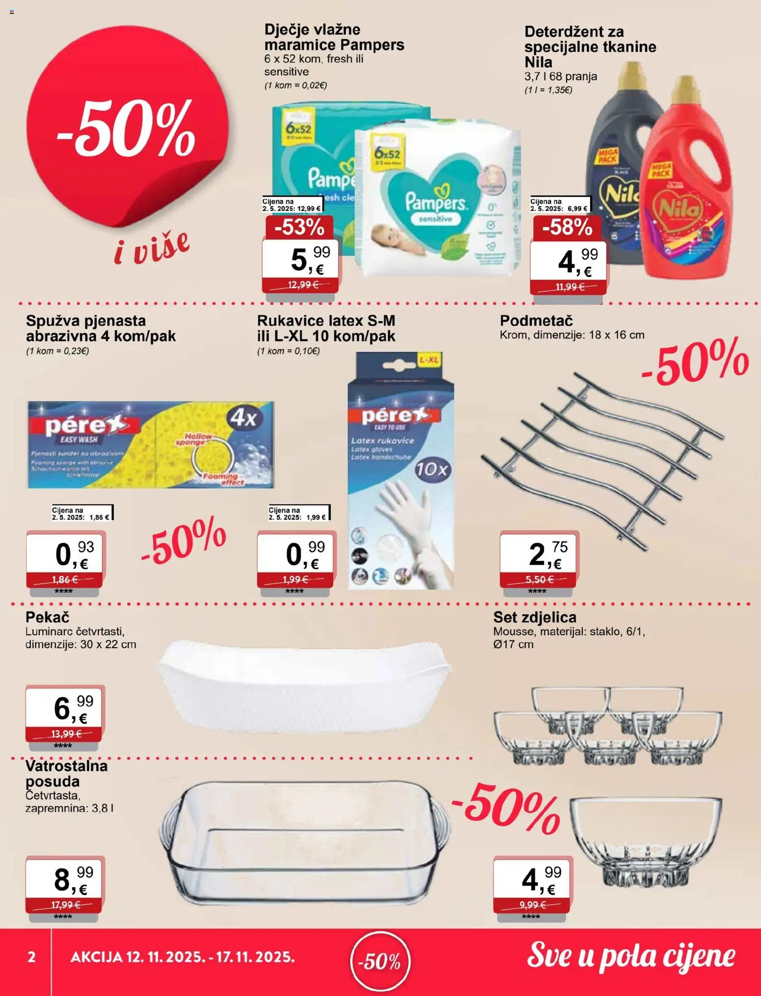 KTC katalog | vrijedi od 12.11.2025 | Stranica: 2 | Proizvodi: Spužva, Deterdžent, Nila, Pampers