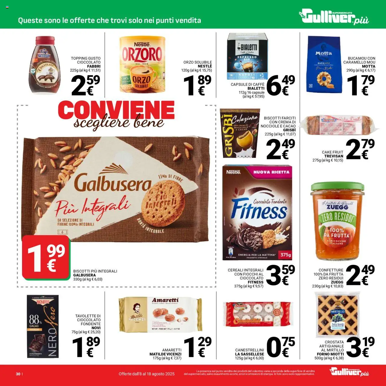Volantino Gulliver del 08.08.2025 | Pagina: 30 | Prodotti: Cereali, Fiocchi, Nocciole, Forno
