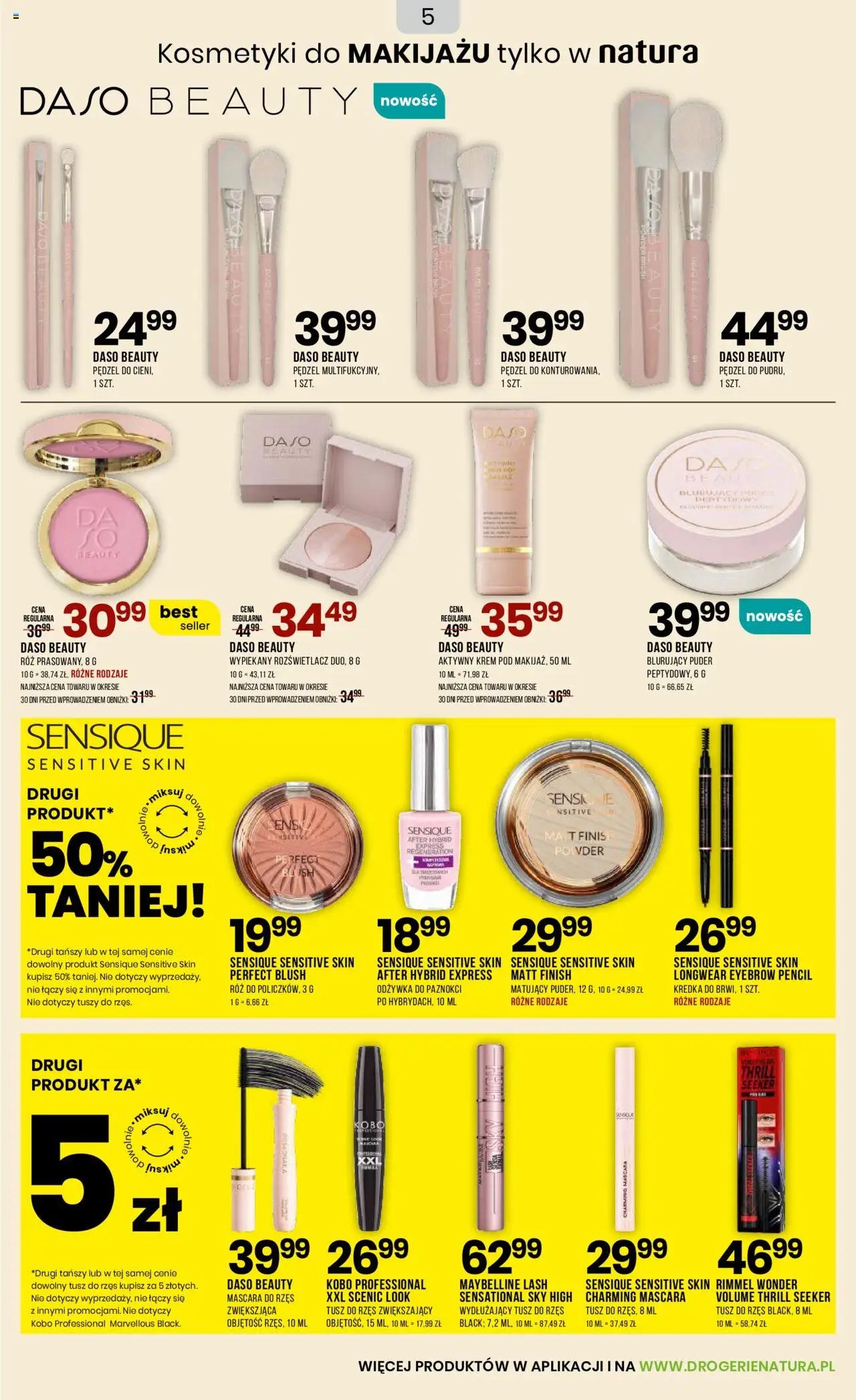 Drogerie Natura Gazetka od 20.09.2025 | Strona: 5 | Produkty: Pędzel, Kosmetyki, Rozświetlacz, Odżywka do paznokci