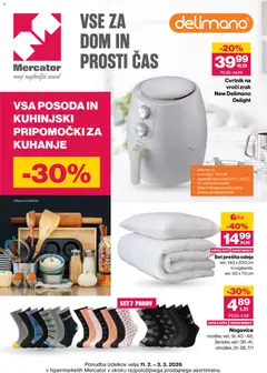 Mercator katalog akcije – veljaven od 11.02.2026 | Stran: 1 | Izdelki: Termostat, Prešita odeja, Odeja, Nogavice