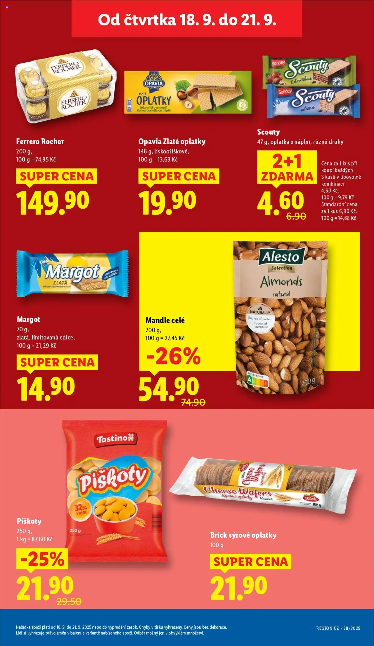 Lidl leták od 18.09.2025 | Strana: 23 | Produkty: Piškoty, Mandle, Protein, Oplatky