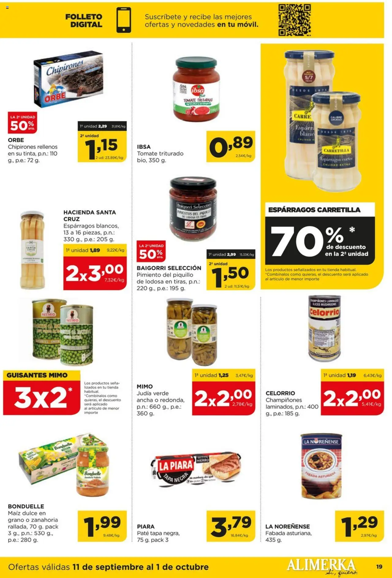 Alimerka folleto Castilla y León │ válido desde el 11.09.2025 | Página: 19 | Productos: Νερό καρύδας, Κάδος απορρυμάτων, Zanahoria, Tomate triturado