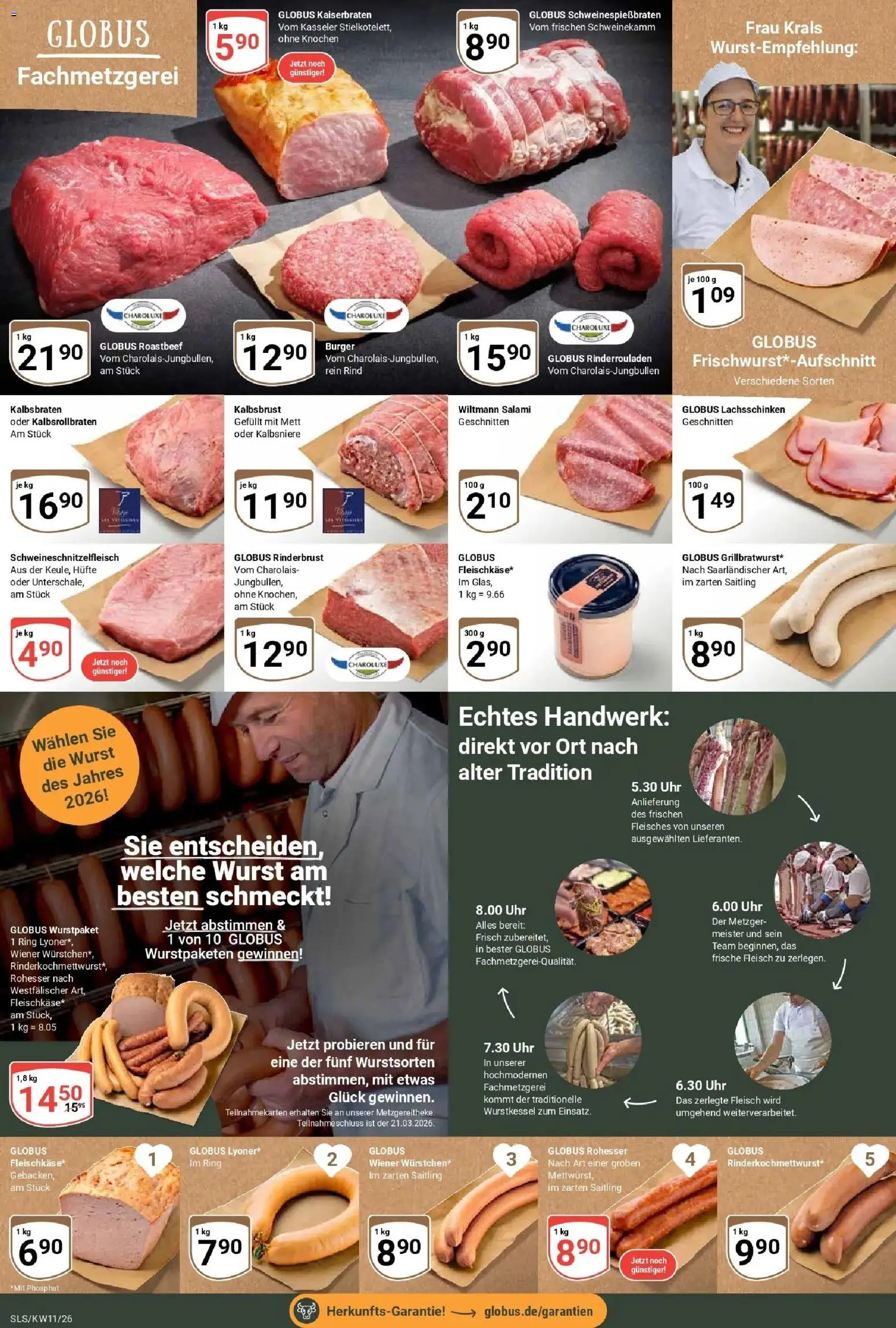 Globus prospekt Saarlouis	 – gültig ab 09.03.2026 | Seite: 8 | Produkte: Rinderrouladen, Burger, Salami, Uhr