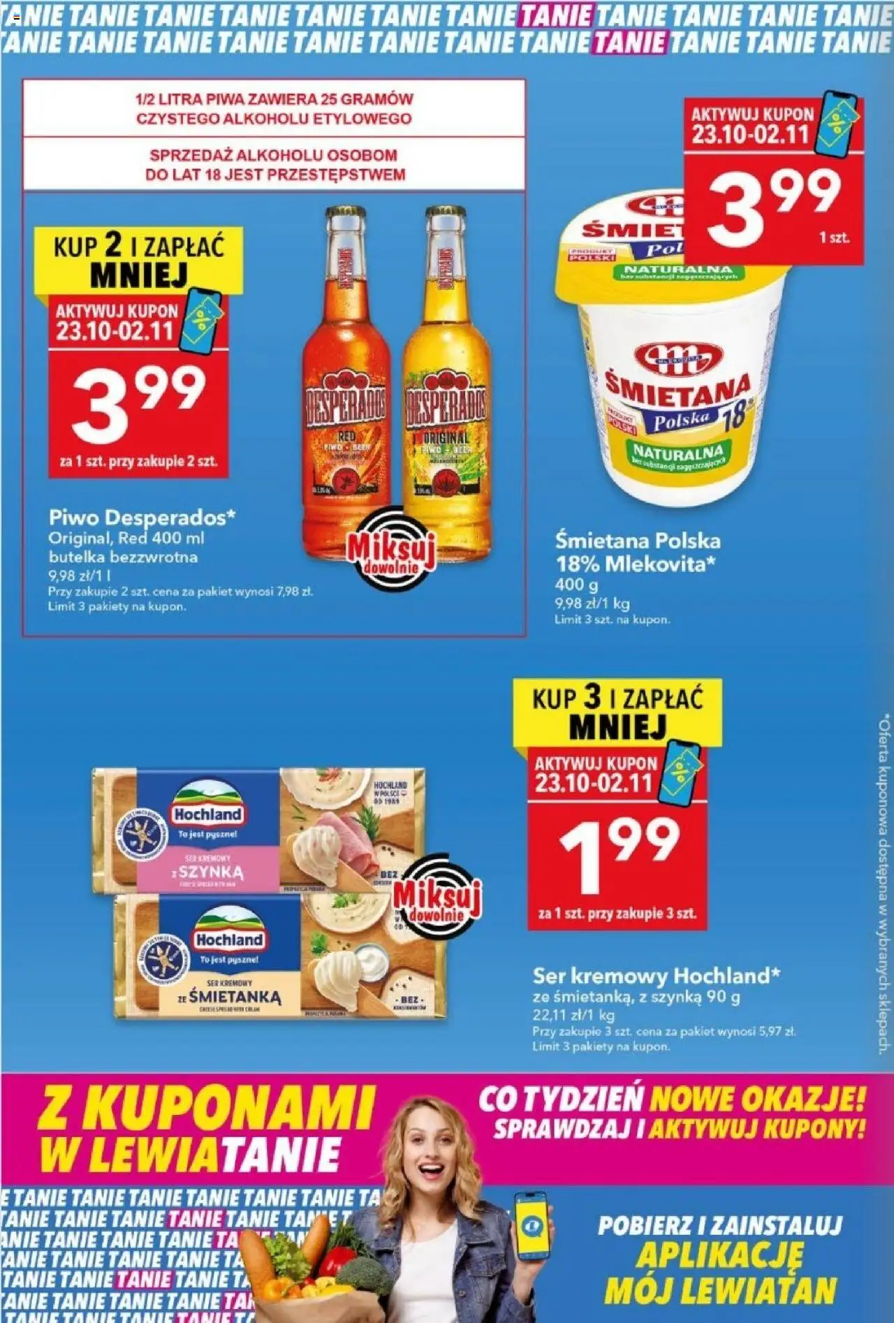 Lewiatan gazetka od 23.10.2025 | Strona: 4 | Produkty: Szynka, Ser, Piwo, Śmietana