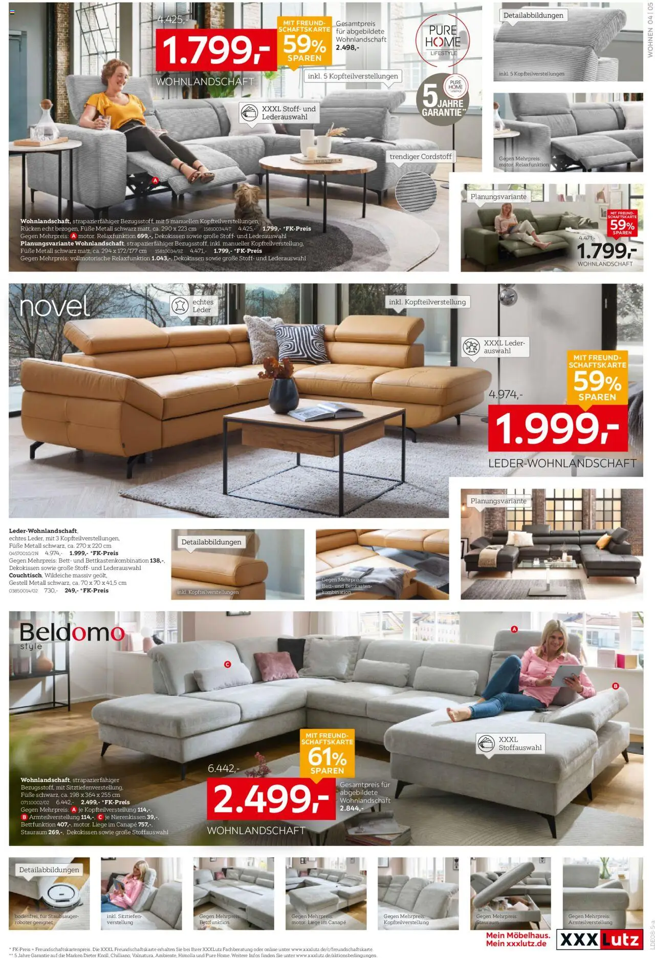 XXXL Lutz Prospekt 	 - gültig ab dem 21.07.2025 | Seite: 5 | Produkte: Wohnlandschaft, Staubsauger, Roboter, Bett