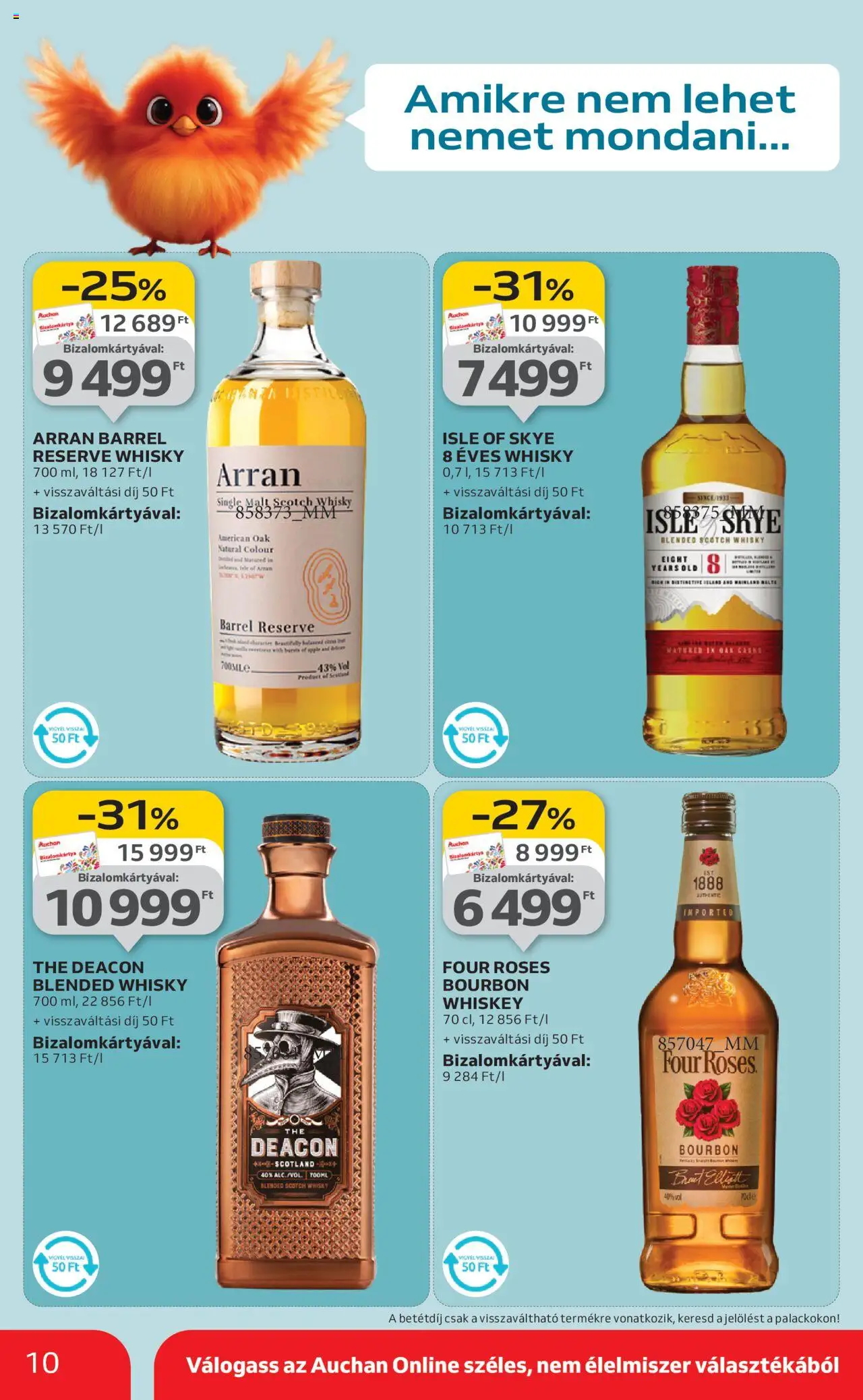 Auchan akciós ujság - amely érvényes a következő dátumtól: 09.10.2025 | Oldal: 10 | Termékek: Whiskey, Bourbon, Whisky