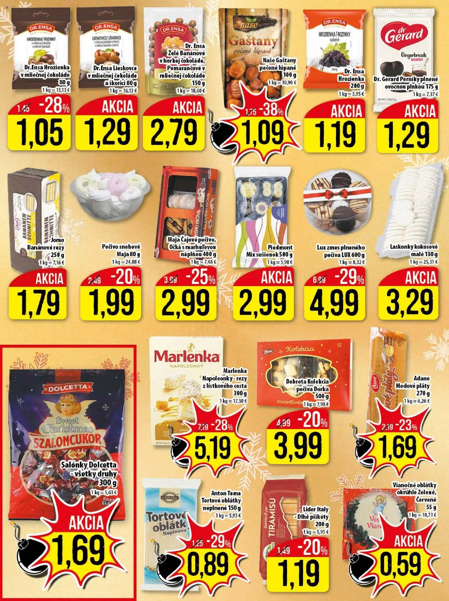 Nové Klas akcie – leták je platný od 08.12.2025 | Strana: 13 | Produkty: Gaštany, Marlenka, Hrozienka