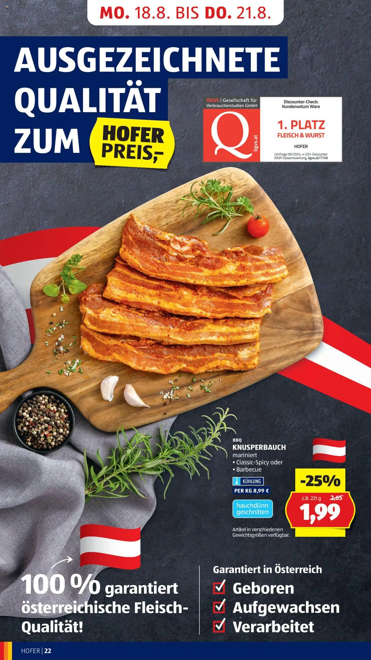 Hofer Flugblatt gültig ab 14.08.2025 | Seite: 24 | Produkte: Wurst